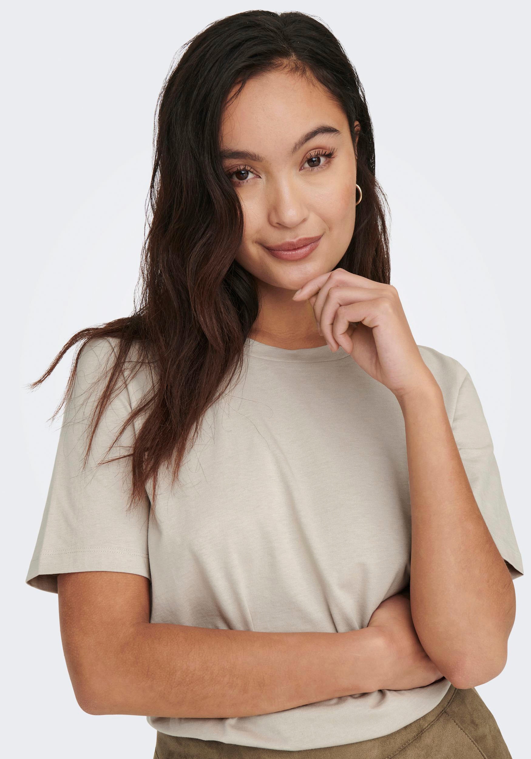 ONLY Kurzarmshirt »ONLONLY – T-Shirt mit Rundhals und klassischem Schnitt«, regular fit, casual, Single Jersey, Baumwolle, Rundhals