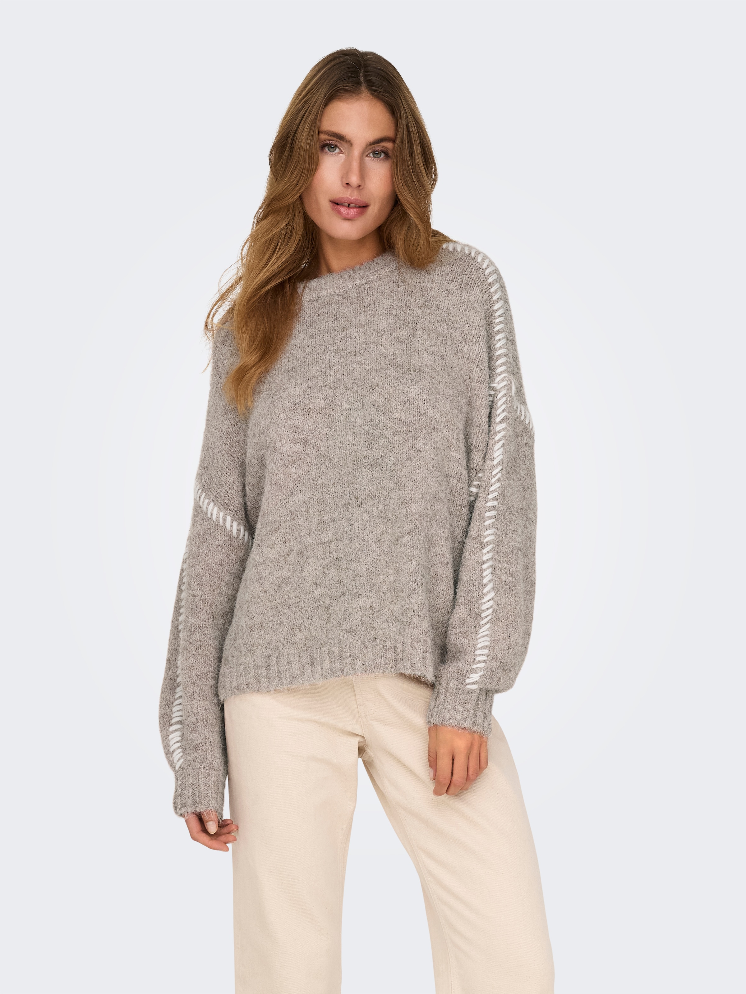 JDY Rundhalspullover »JDYZOEY LIFE L/S ON STITCH PULL KNT NOOS« mit dekorativen Ziernähten