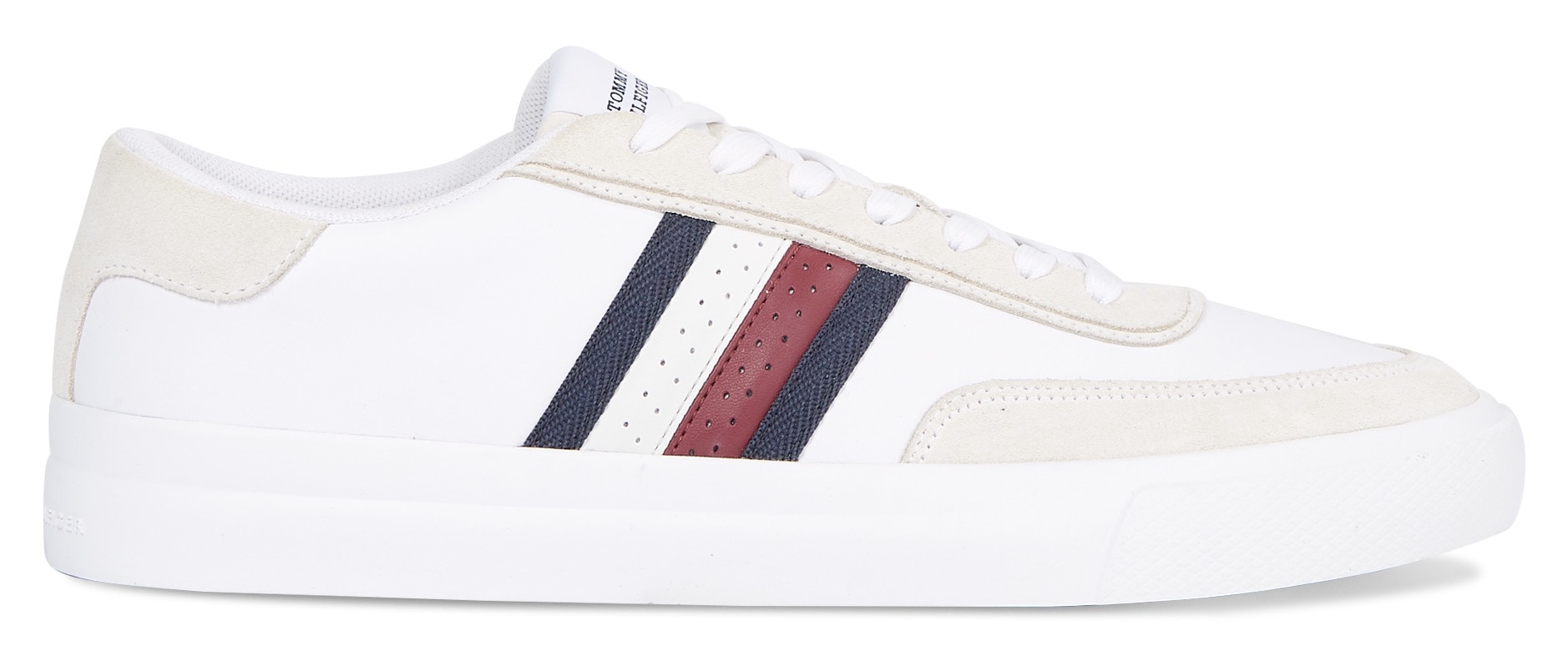 Tommy Hilfiger Sneaker »TH CUPSET RWB LTH«, mit seitlichen Streifen, Freizeitschuh, Halbschuh, Schnürschuh