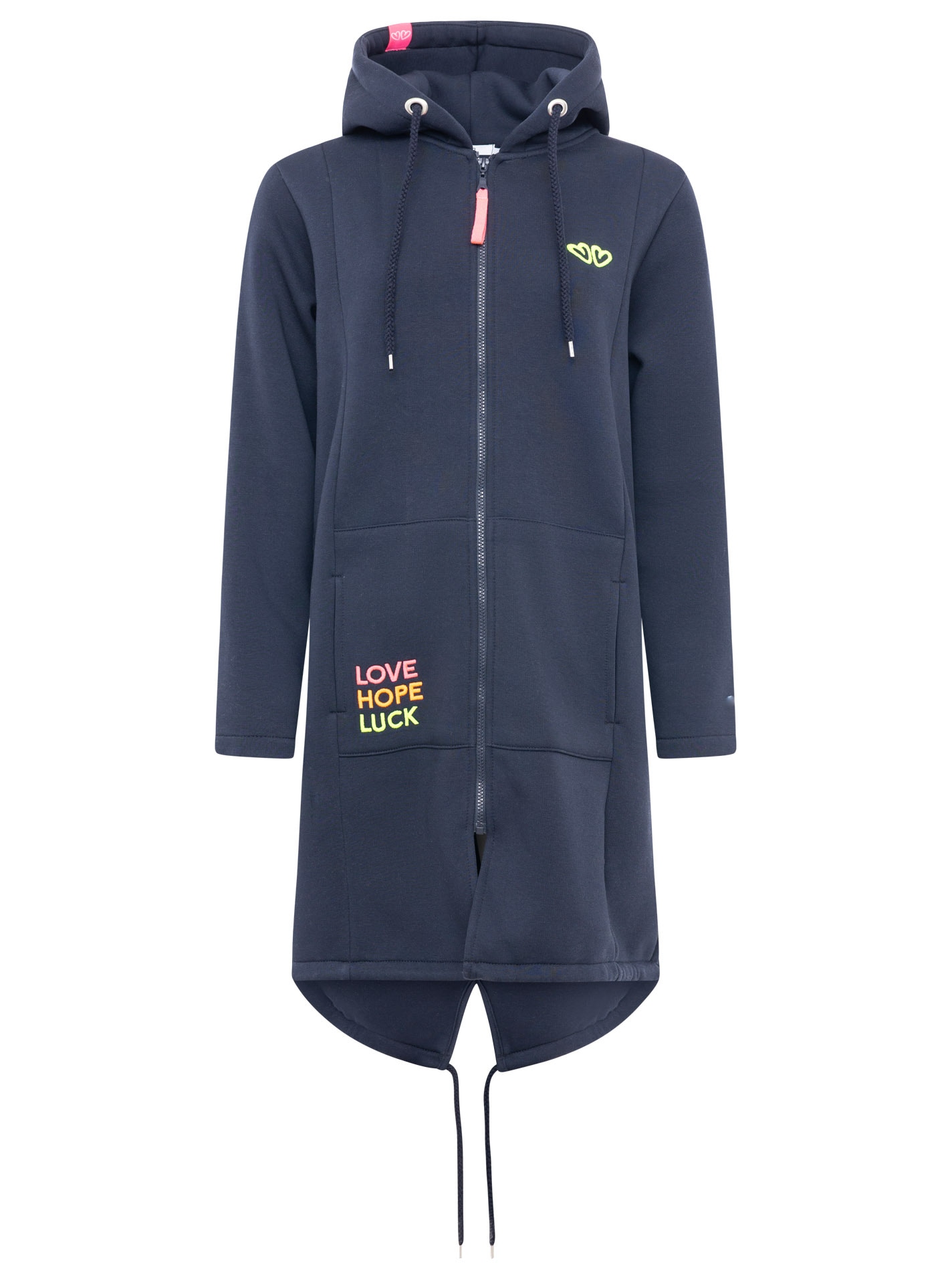 Zwillingsherz Jerseymantel Regular Fit, Langarm, Kapuze, Reißverschluss, Neon-Stickerei