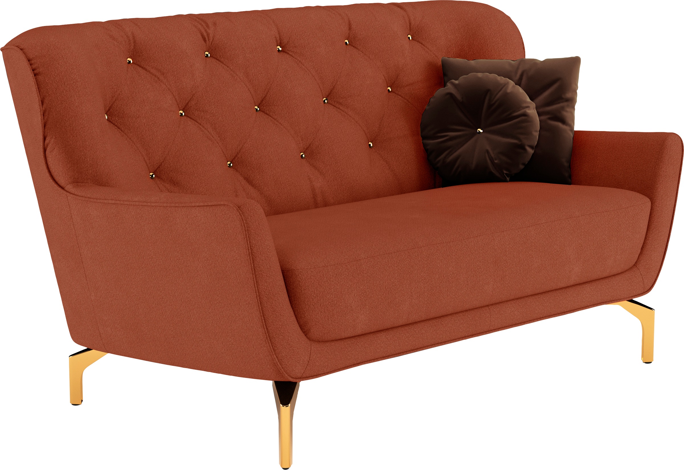 sit&more Polstergarnitur »Orient 3«, (2 tlg.), inkl. 4 Zierkissen mit Strass-Stein, goldfarbene Metallfüße