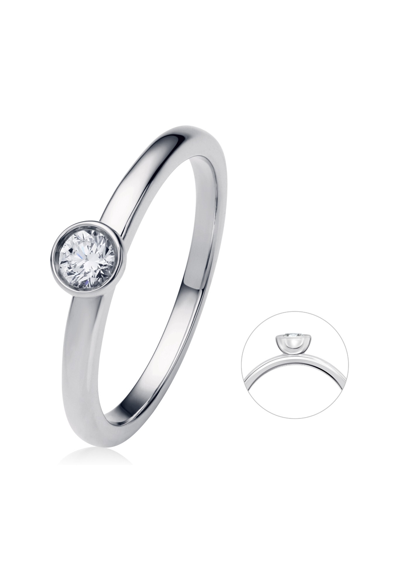 ONE ELEMENT Diamantring »0.2 ct Diamant Brillant Zarge Ring aus 585 Weißgold«