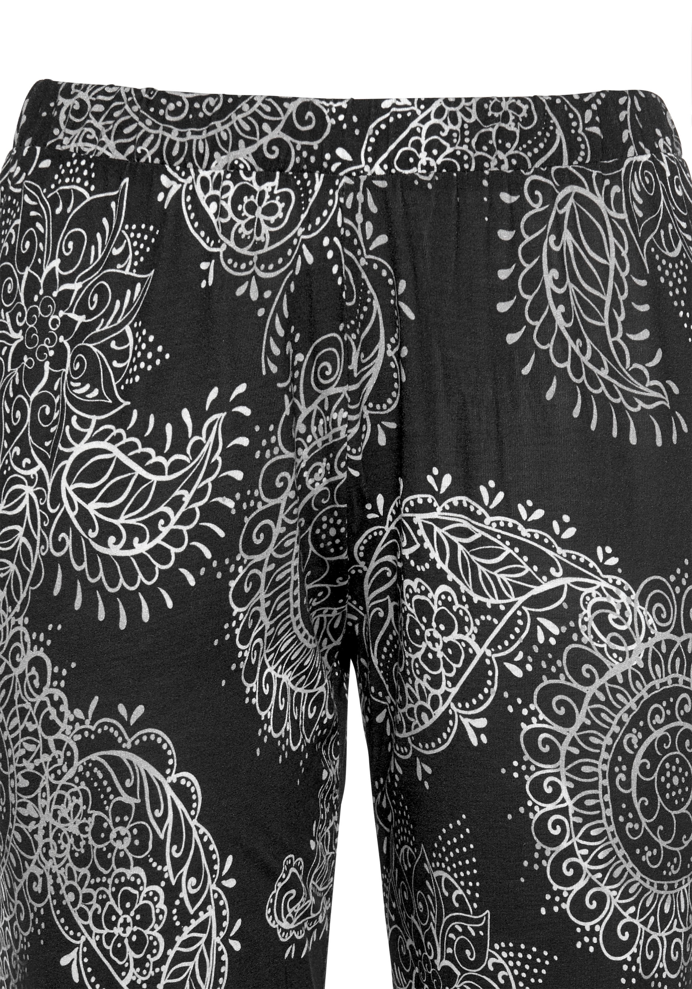 Vivance Dreams Pyjama, (2 tlg.), im schwarz-weißen Paisley-Dessin