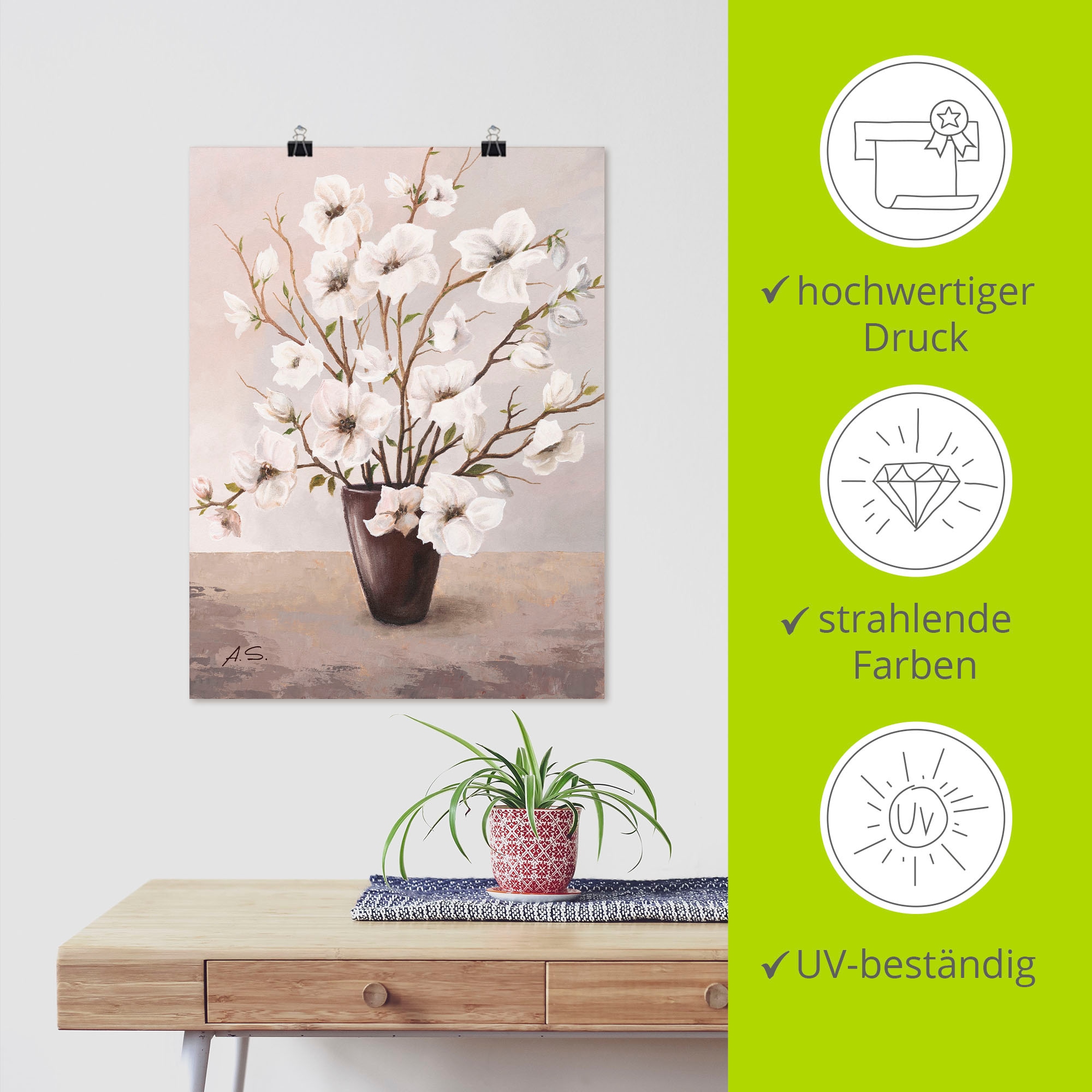 Artland Wandbild »Magnolien«, Blumen, (1 St.), als Leinwandbild, Poster in verschied. Größen