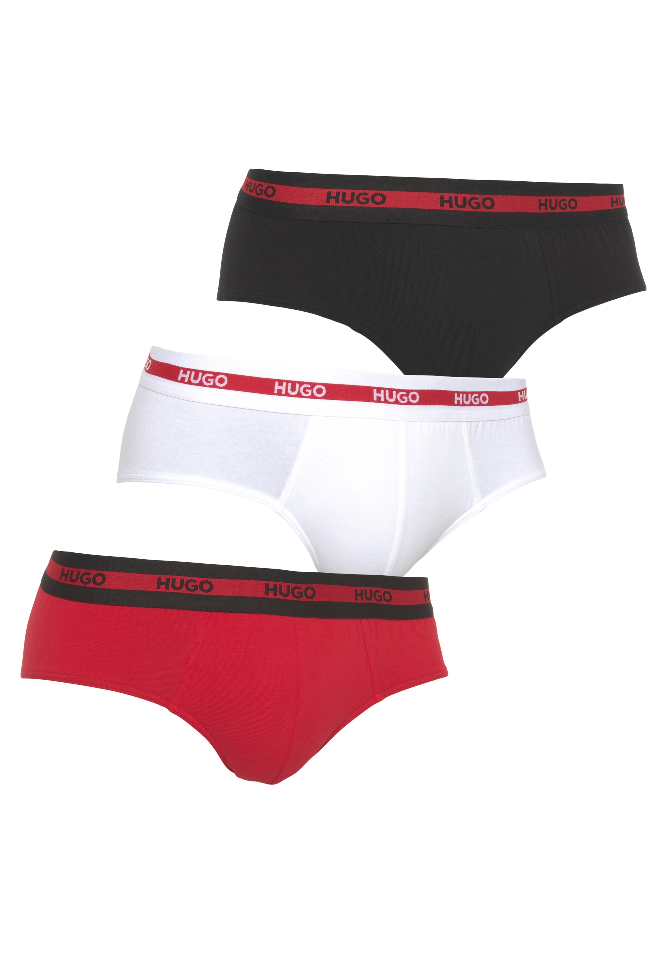 HUGO Underwear Slip, (Packung, 3 St., Im Dreierpack), mit Kontraststreifen und Logoschriftzügen auf dem Bund