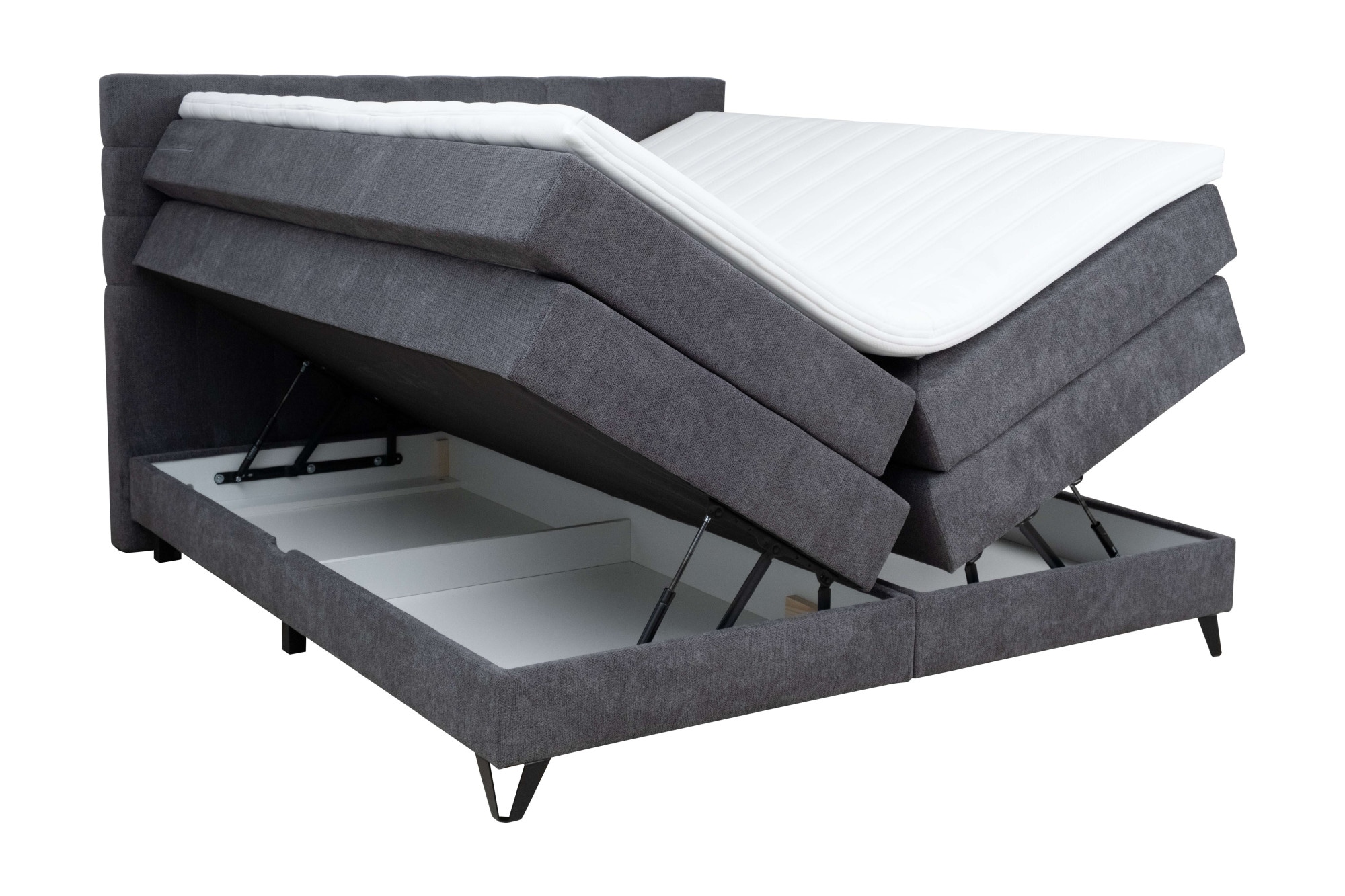 Home affaire Boxspringbett »Ilona, Doppel- & Polsterbett, Federkernbett, Komfortbett, 160 & 180 cm« inkl. 6 cm Topper, zwei Bettkästen, Taschen-Federkernmatratze in H3