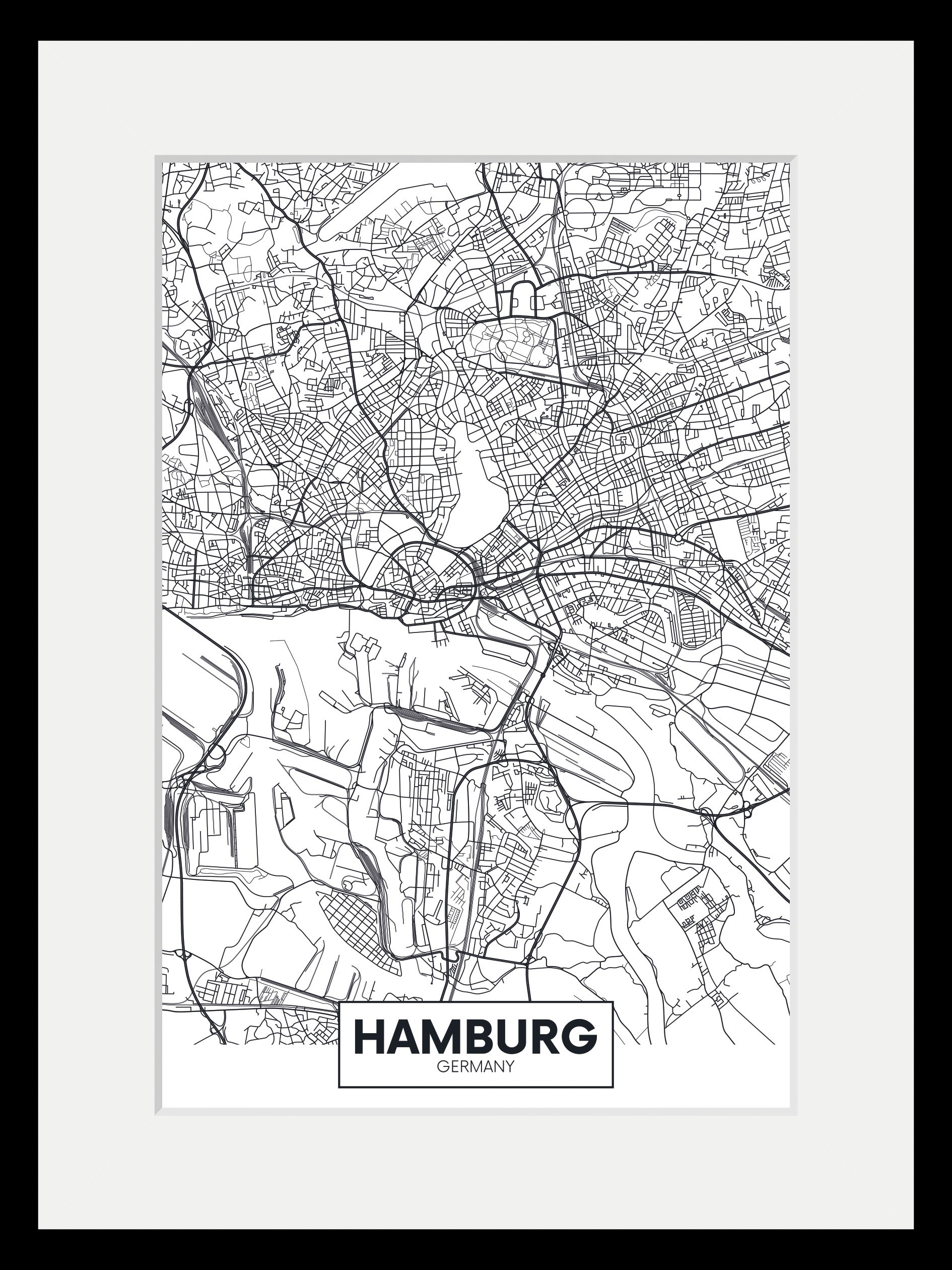queence Bild »Hamburg Stadtkarte«, Städte, (1 St.)