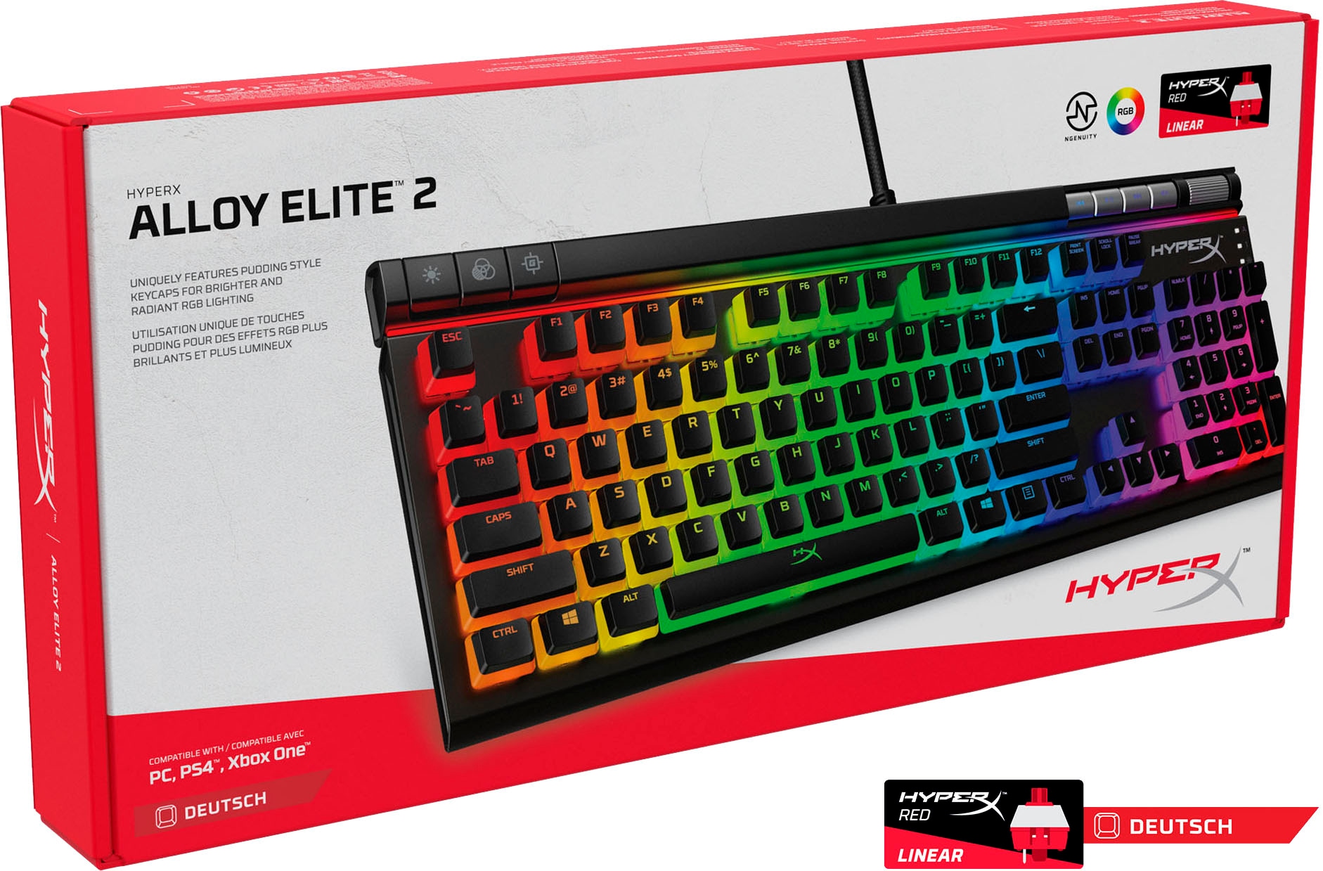 HyperX Gaming-Tastatur »HyperX Alloy Elite™ 2«, (Gaming-Modus-Multimedia-Tasten-Funktionstasten-Ziffernblock-Lautstärkeregler-USB-Anschluss)