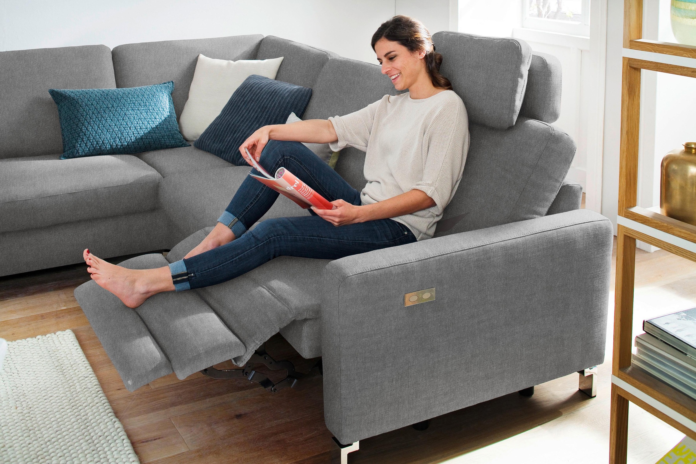 3C Candy Ecksofa »Mainau modern und elegant, mit gutem Sitzkomfort, L-Form«, wahlweise mit elektrischer Relaxfunktion, Federkern