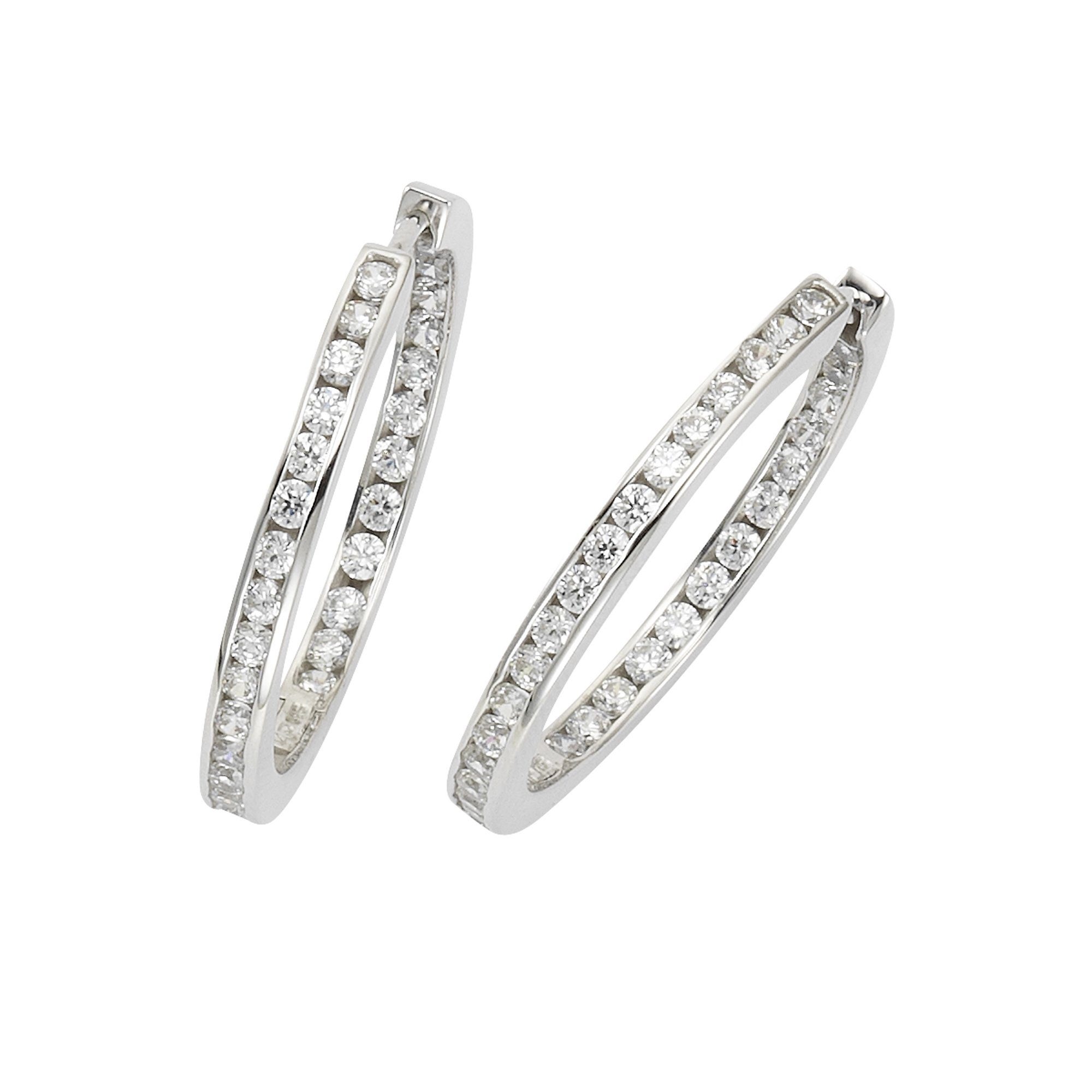 CELESTA Paar Creolen »925/- Sterling Silber Zirkonia«, Klappcreolen