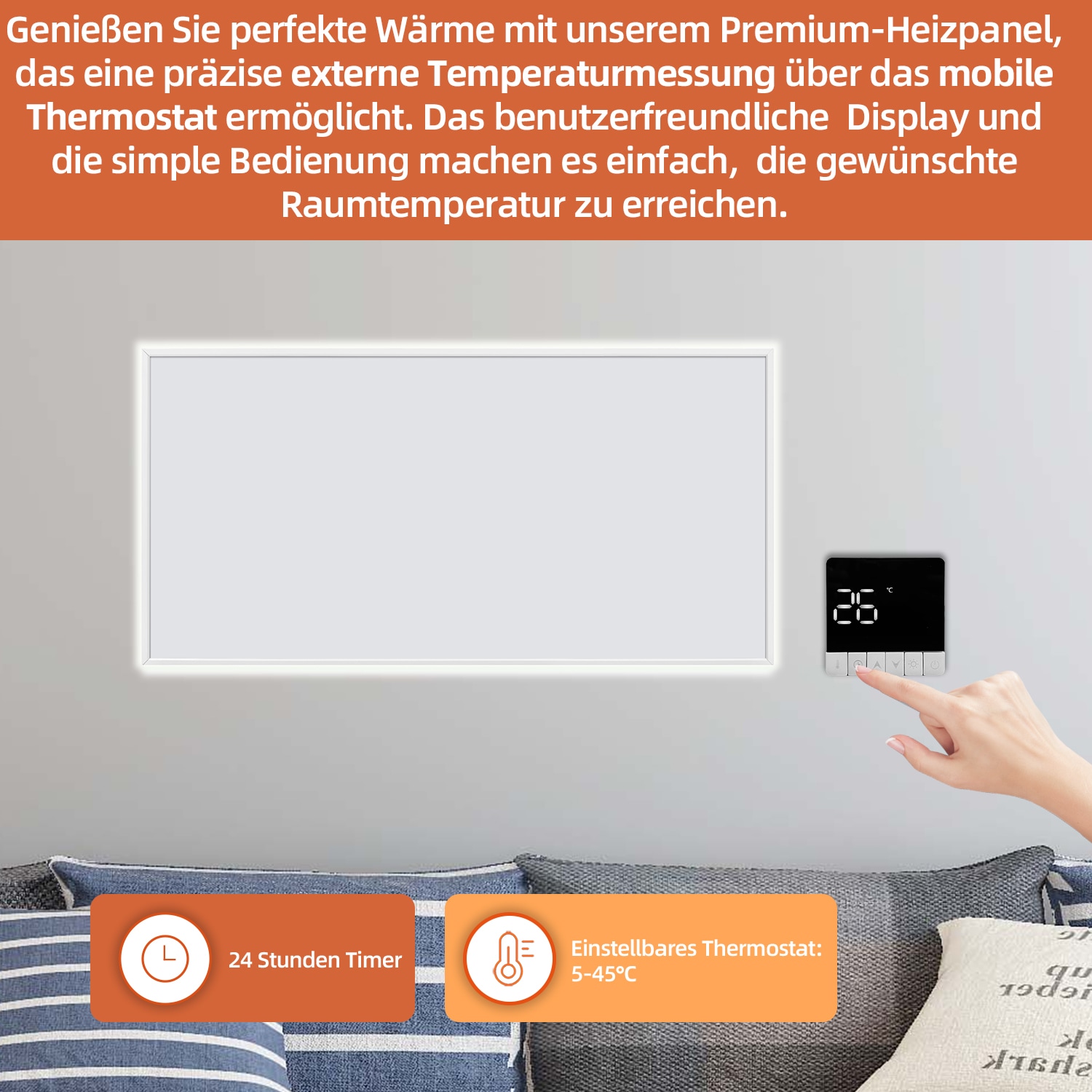 SHX Infrarotstrahler, 850 W, Smart Home fähig (Wifi), dimmbare Ambiente-LEDs