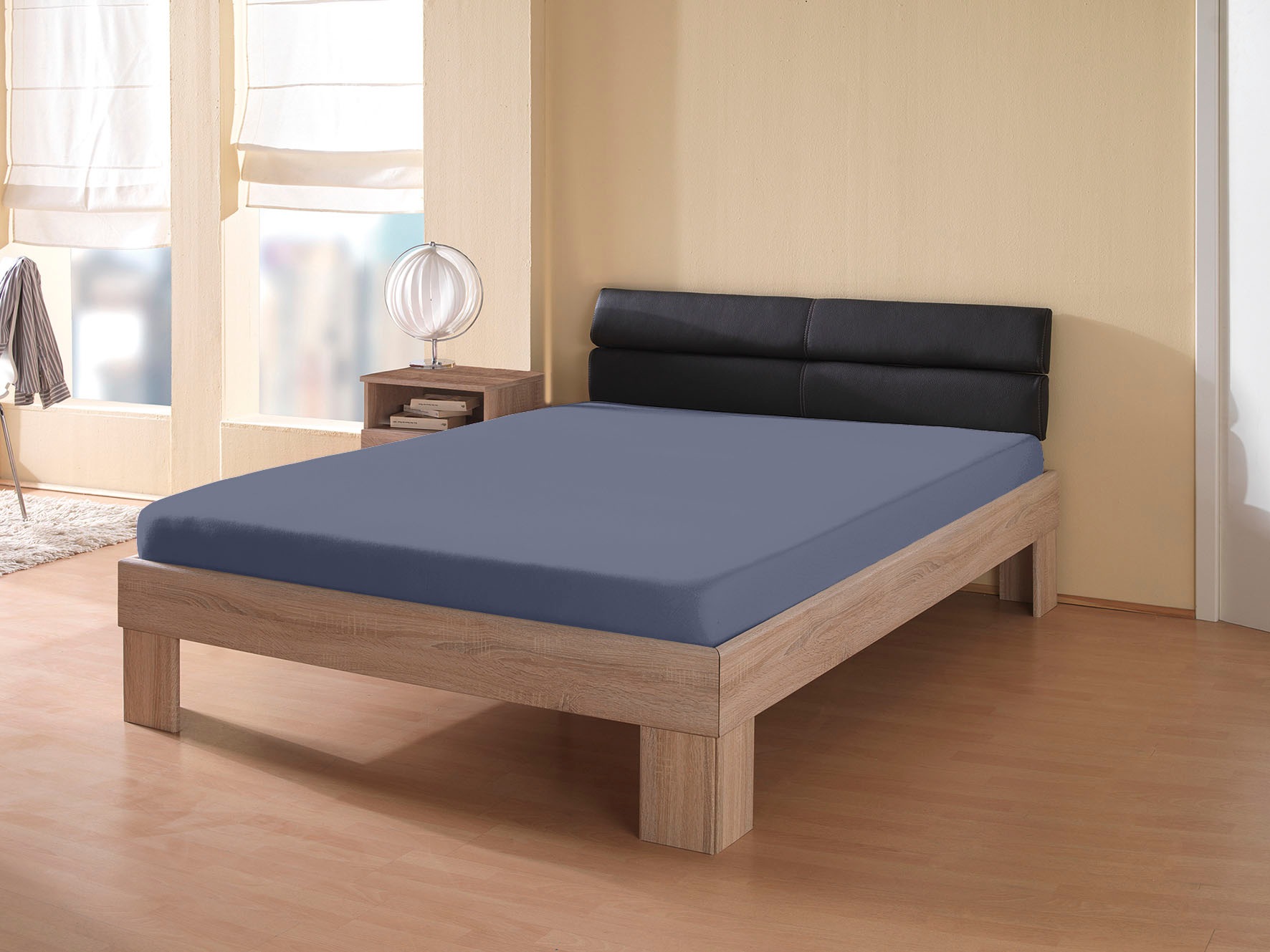 Kum Spannbettlaken »Frotte-Stretch Spannbetttuch« in blau, Größe 90-100x200 30