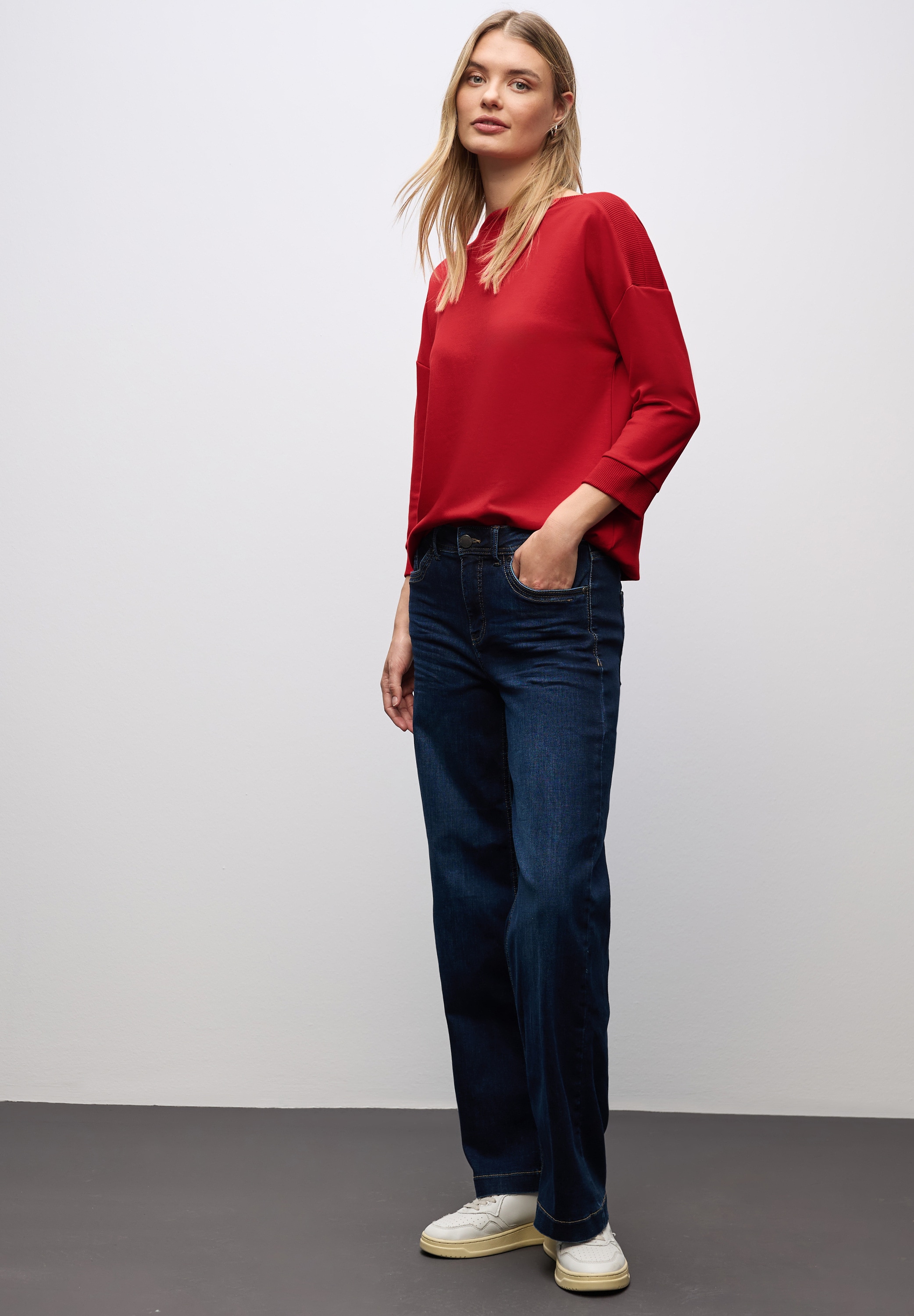 STREET ONE 3/4-Arm-Shirt Strick-Shirt mit U-Boot-Ausschnitt