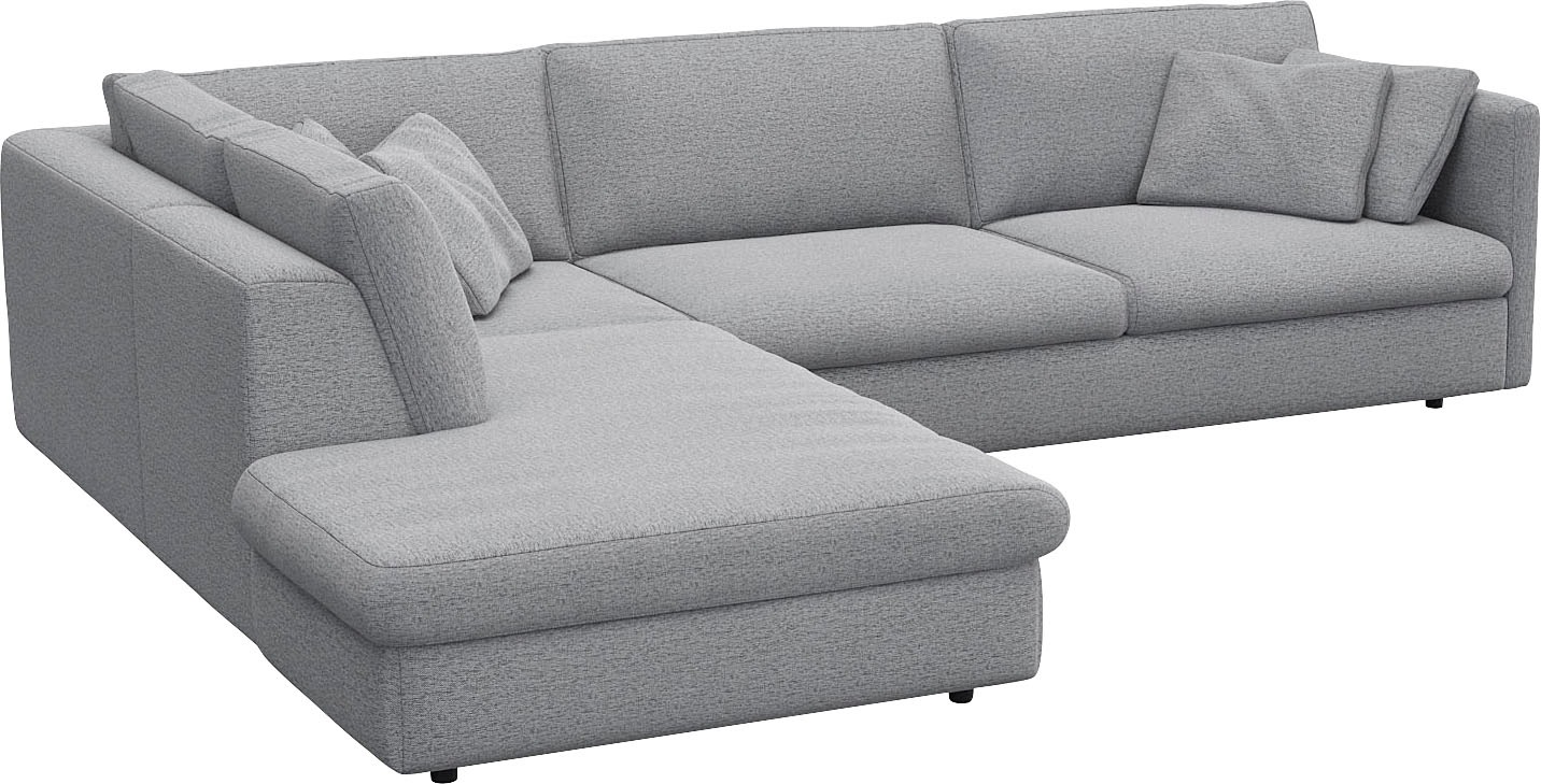 FLEXLUX Ecksofa »Lovane, elegant und zeitlos, bequem, L-Form«, Weich & anschmiegsam, große Sitztiefe auf Kaltschaum, Dekokissen inkl.