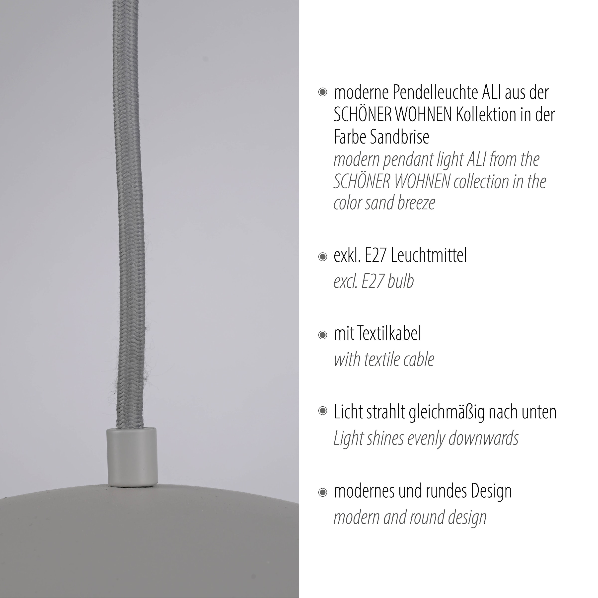 SCHÖNER WOHNEN-Kollektion LED Pendelleuchte »ALI« E27 1 Stk. SCHÖNER WOHNEN Kollektion, Downlight