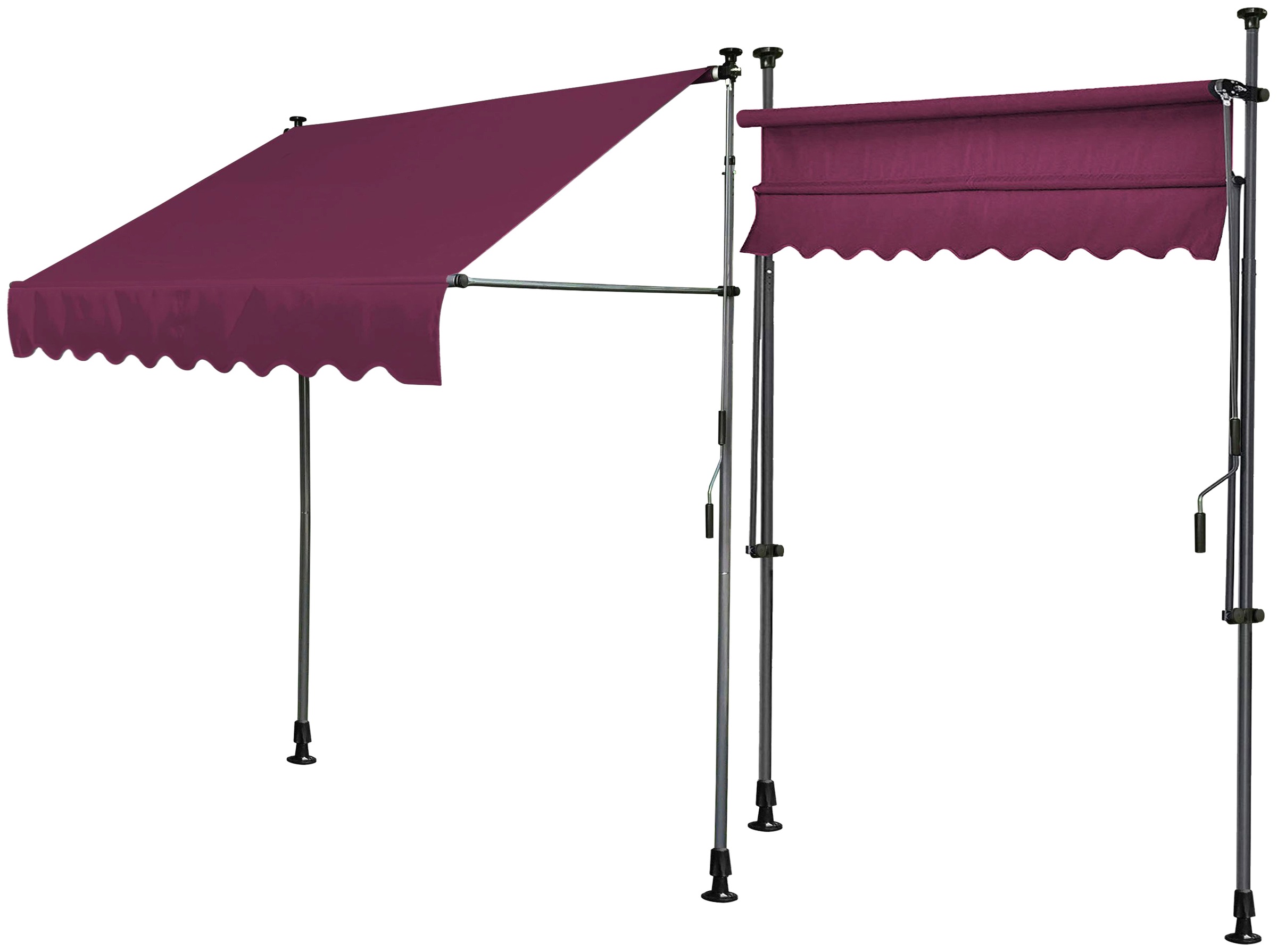 Quick Star Klemm-Senkrechtmarkise, 300 cm Breite, 130 cm Ausfall, Neigungswinkel verstellbar