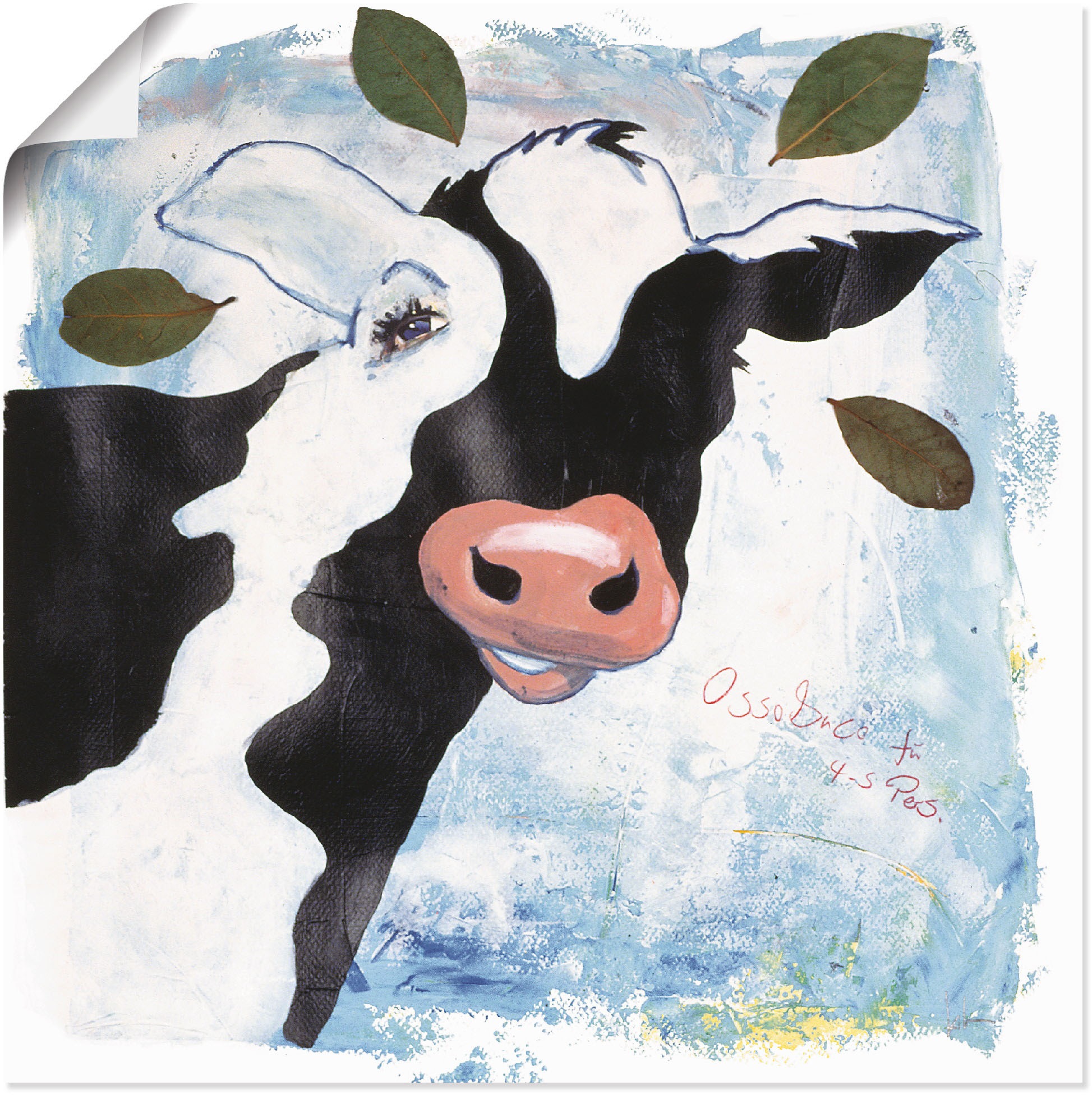 Artland Wandbild »Lorbeerkuh«, Kuhbilder, (1 St.), in vielen Größen & Produktarten - Alubild / Outdoorbild für den Außenbereich, Leinwandbild, Poster, Wandaufkleber / Wandtattoo auch für Badezimmer geeignet