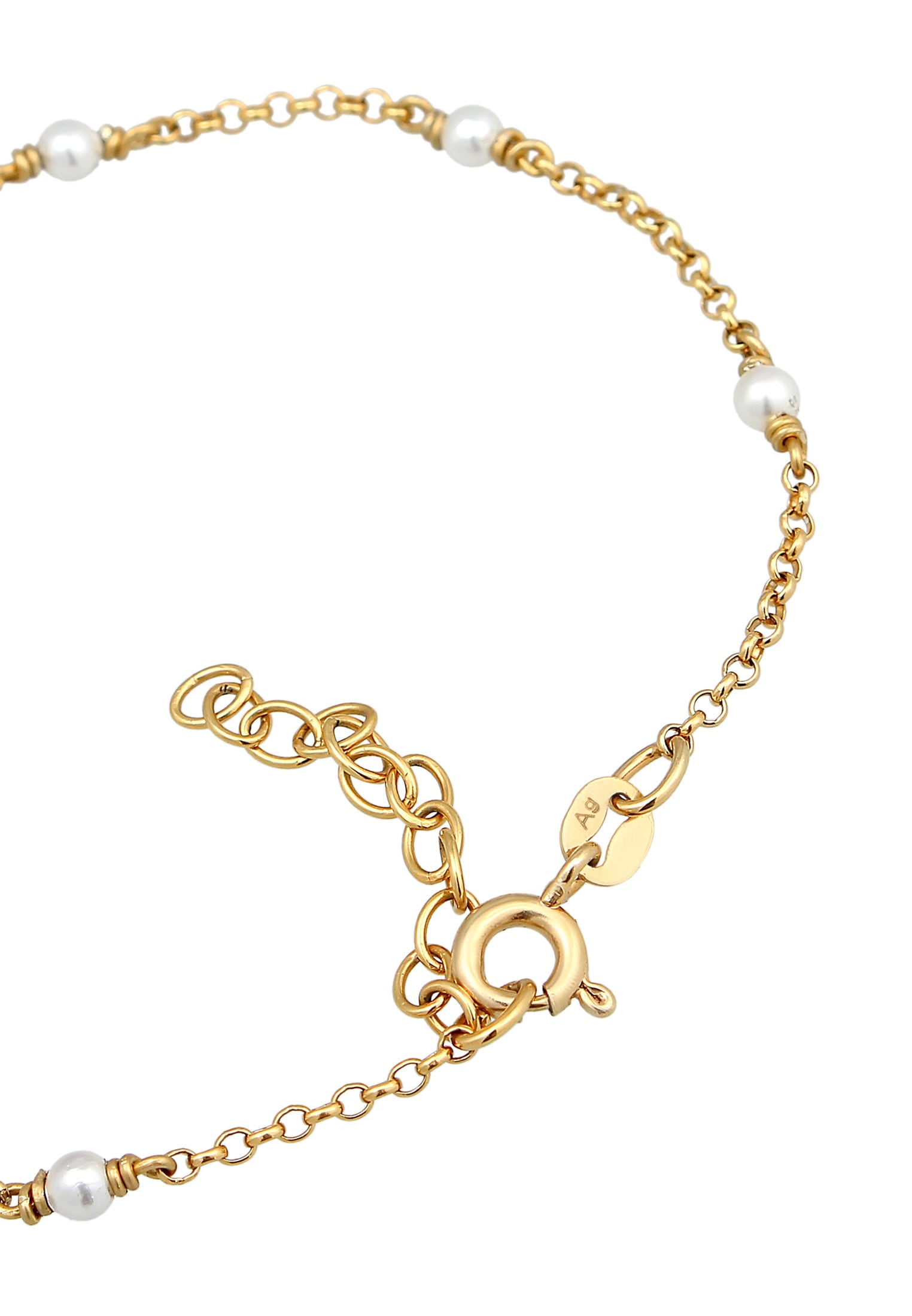 Elli Schmuckset »Armband Hand Chain Handkette Muschelkernperlen 925 Sterling Silber«
