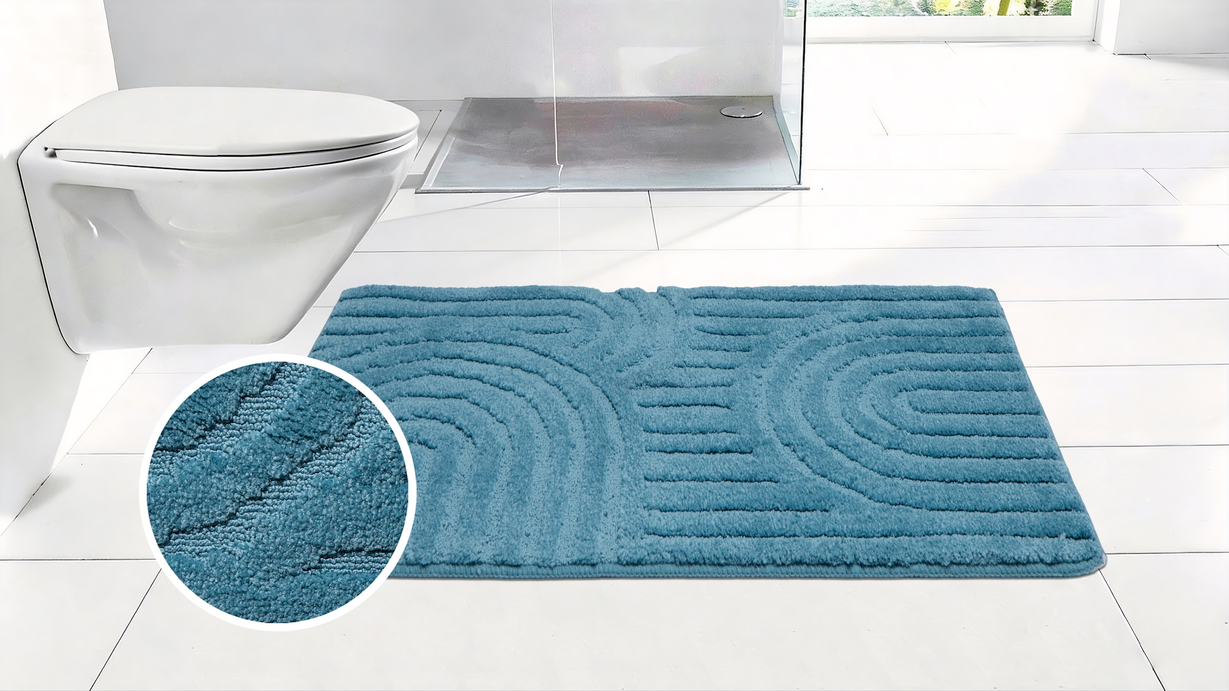 OTTO home Badematte »Zen, Badvorleger, Badezimmer Teppich, Duschvorleger« Höhe 10 mm rutschhemmend beschichtet fußbodenheizungsgeeignet | schnell trocknend Uni Farben, Hoch-Tief-Effekt, modernes Muster, Zen