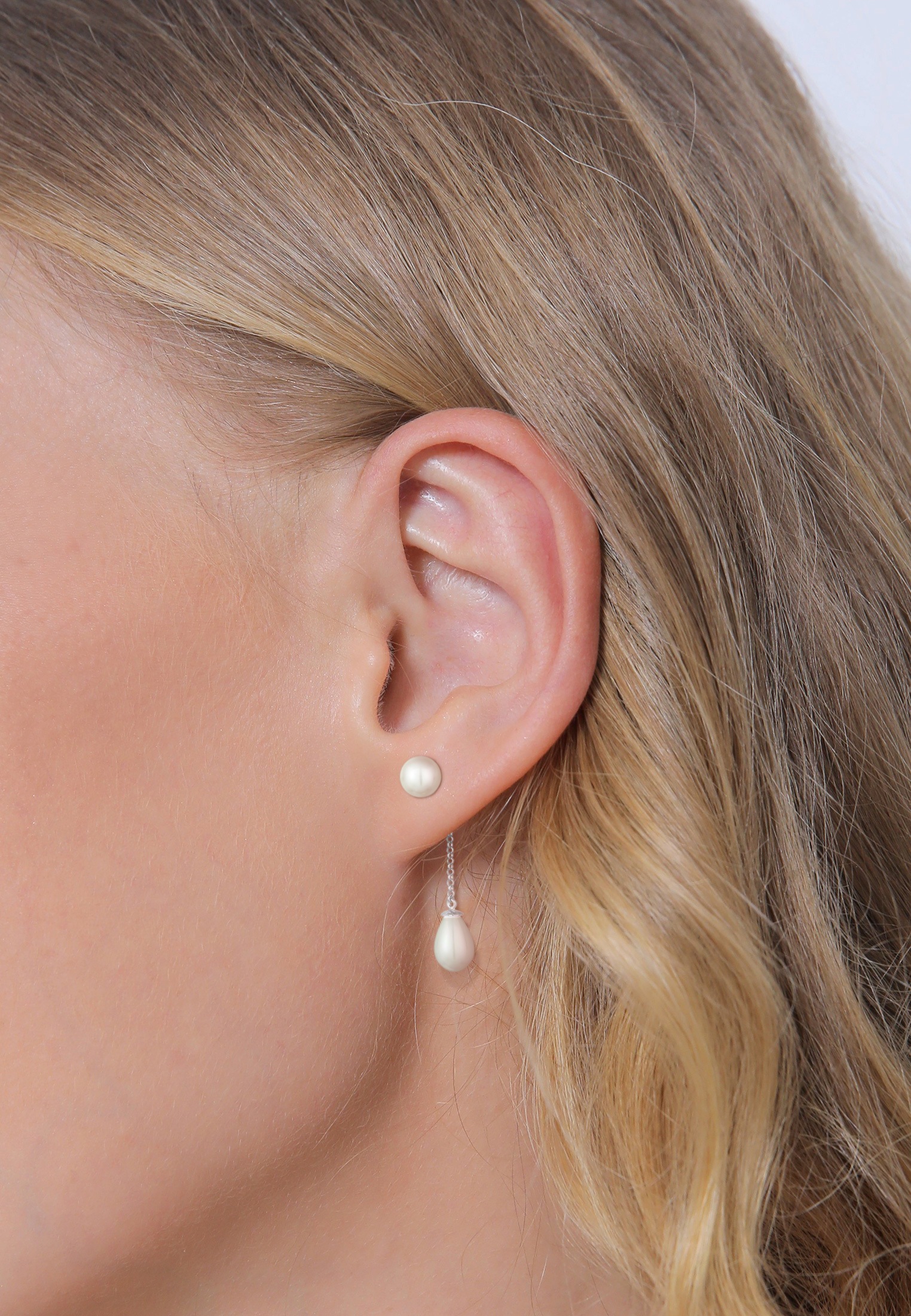Nenalina Paar Ohrstecker »Ohrringe Earjacket Muschelkernperlen 925 Silber«