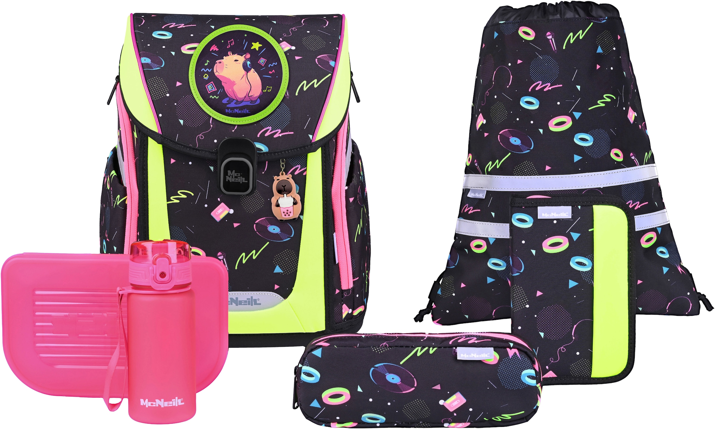 McNeill Schulranzen »Primo, inkl. Etui, Turnbeutel,« Reflektierende Streifen auf den Schultergurten;Retroreflektierende Flächen