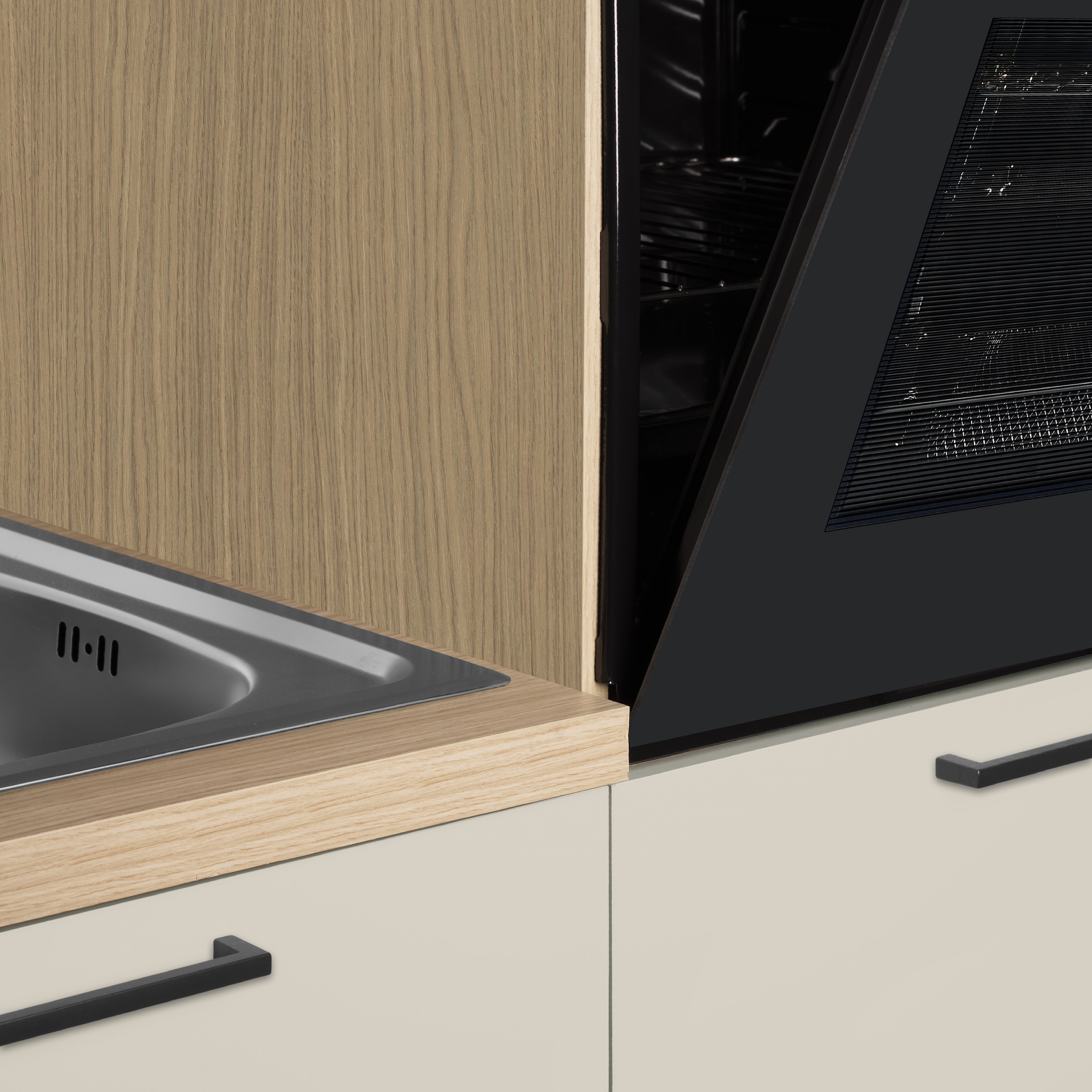 KOCHSTATION Küchenzeile »Luna, Einbauküche, Zeilenküche, mit Soft-Close Funktion, Made in Italy« Breite 300 cm ohne E-Geräte, mit Spüle+Siphon und Aufsatz
