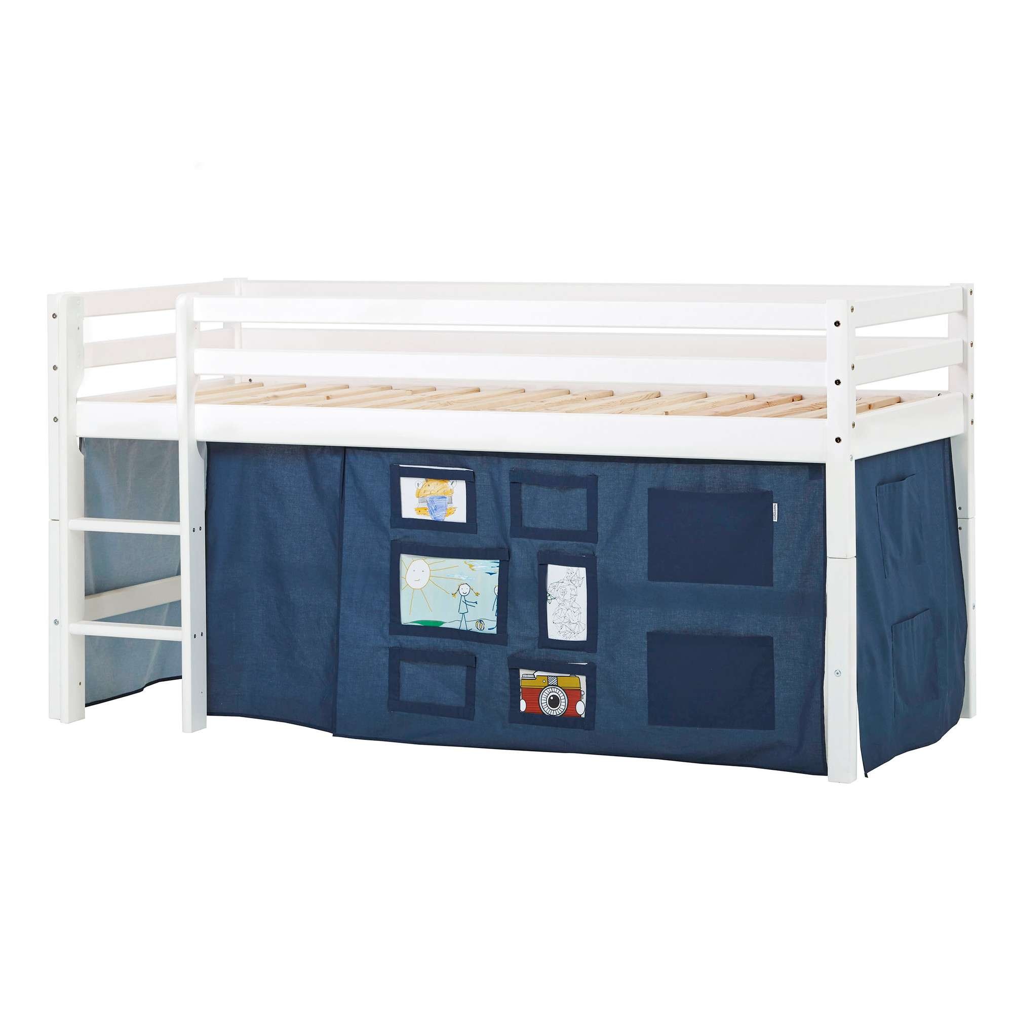 Hoppekids Hochbett »ECO Dream, Kinderbett, Spielbett, Halbhohes Bett aus Massivholz«, inkl. Vorhang-Set Creator, Bettgröße & Matratze wählbar