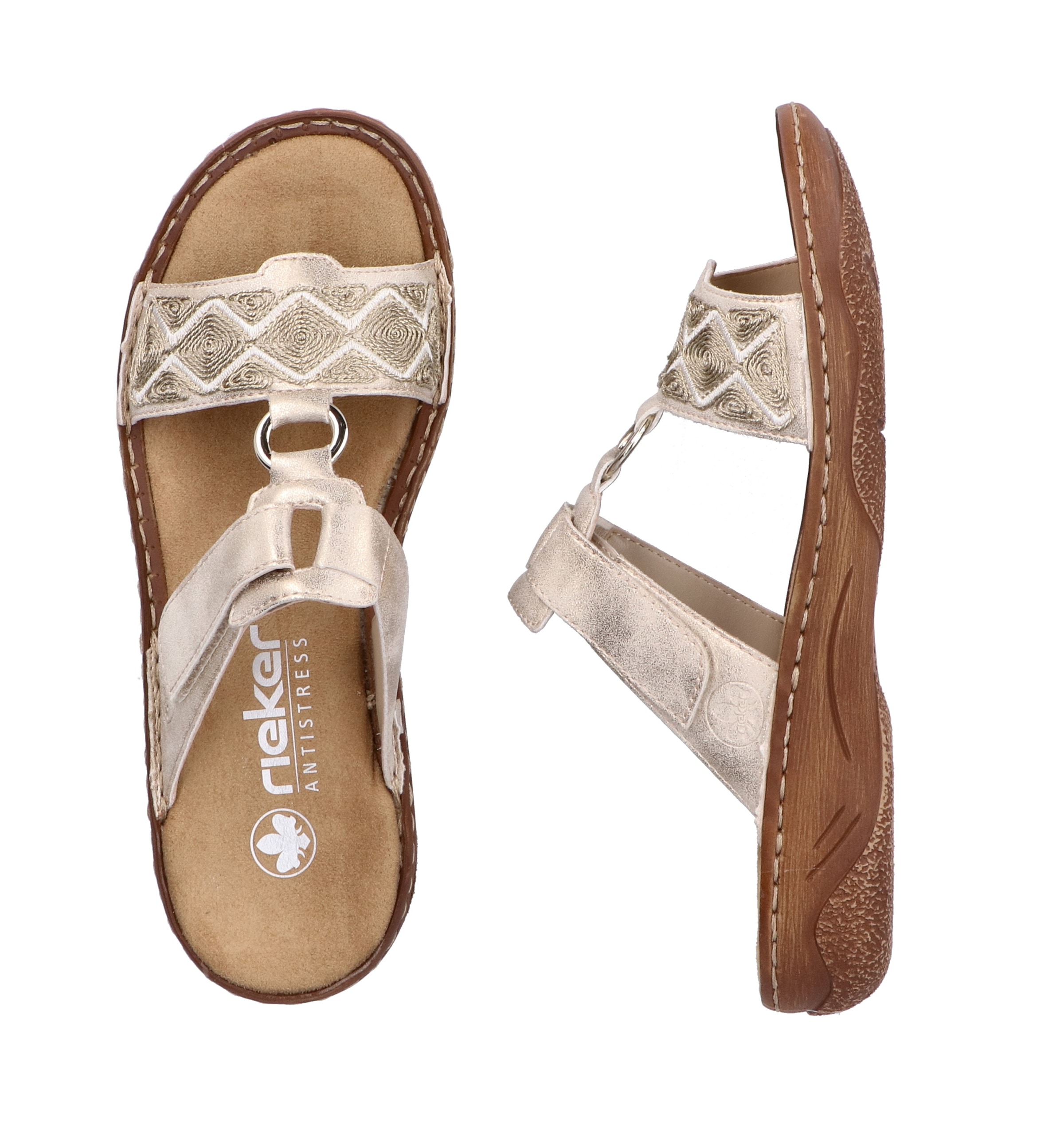 Rieker Pantolette, Sommerschuh, Strandschuh, Schlappen, Urlaubschuh mit Klettverschluss