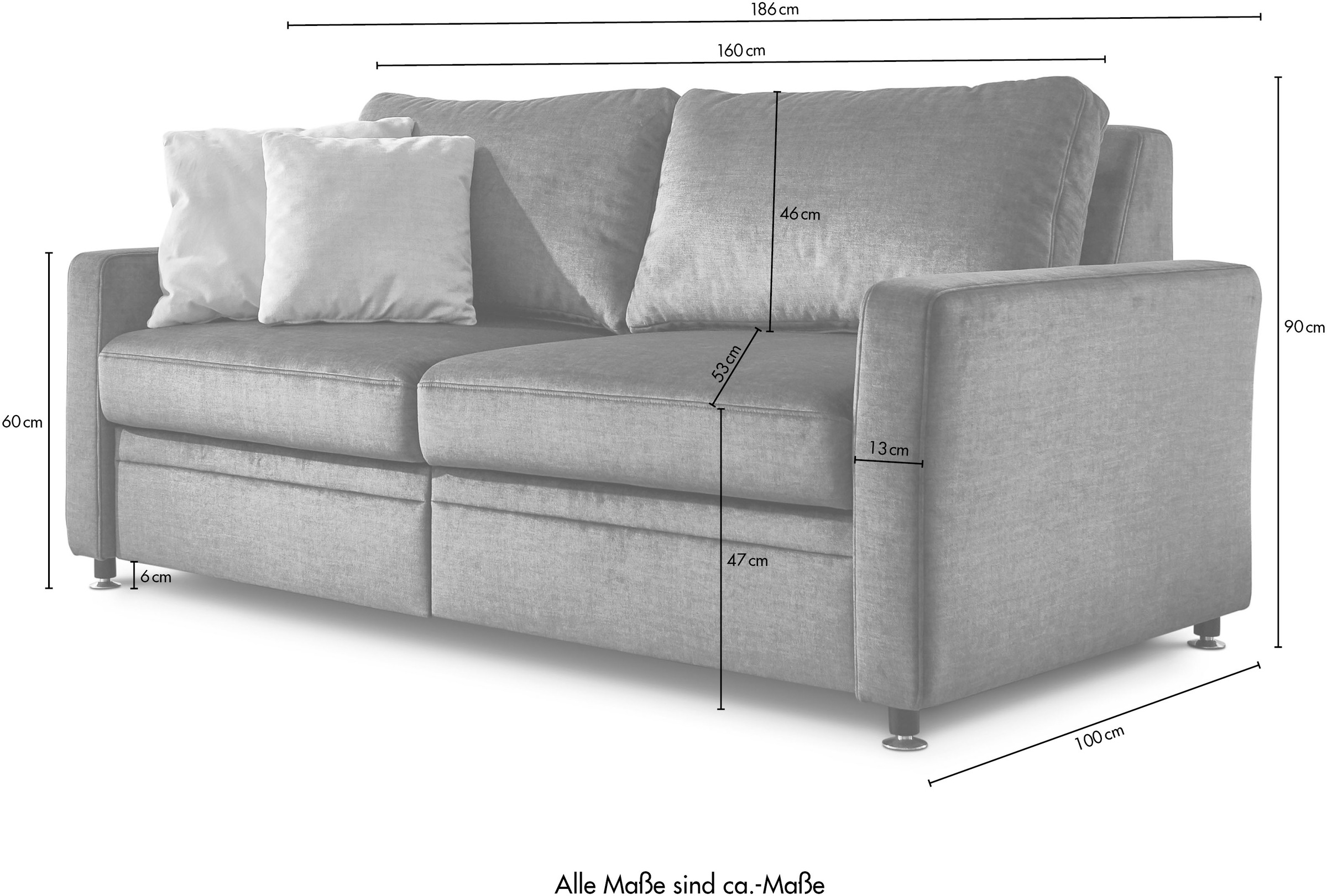 Die PlanBar Schlafsofa »MP-PD19021« mit Längsschläferfunktion 80 bzw. 160x210 cm