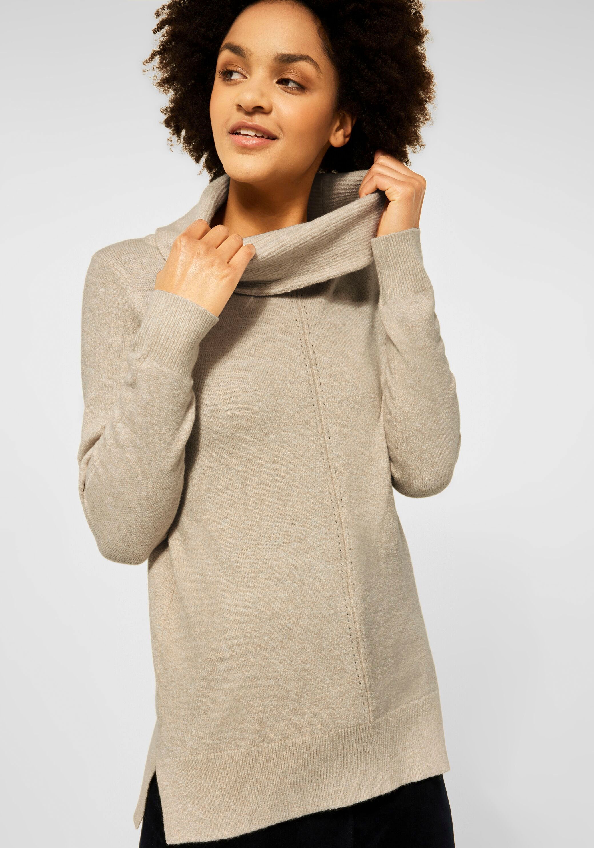 Cecil Schalkragenpullover, in Melange-Optik
