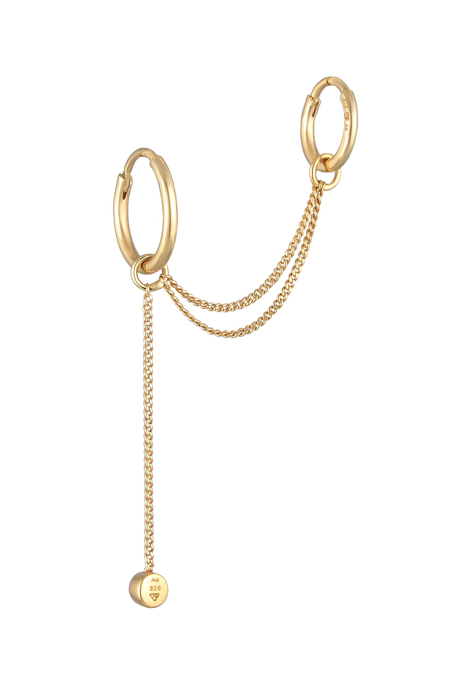 Elli Paar Creolen »Ohrringe Ear Chain Creolen Kristall Modern 925 Silber«