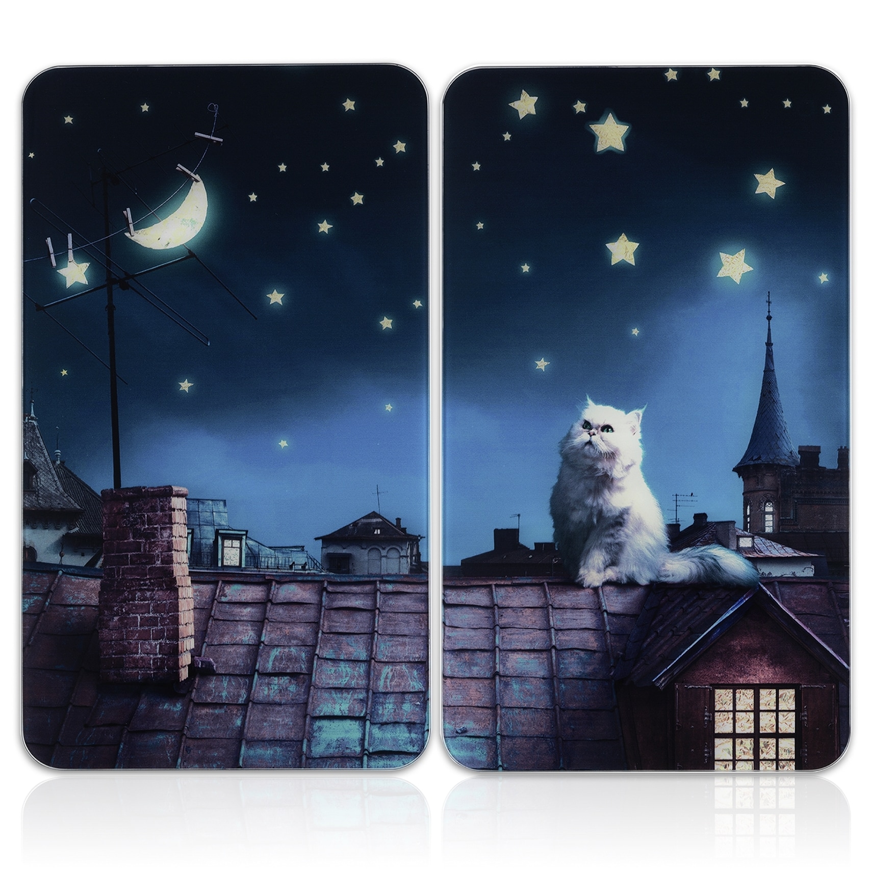 Maximex Herd-Abdeckplatte »Universal Modell Moon Cat«, (Set, 2 tlg.), Herdabdeckung für alle Herdarten, kratzfest, mit rutschfesten Füßen