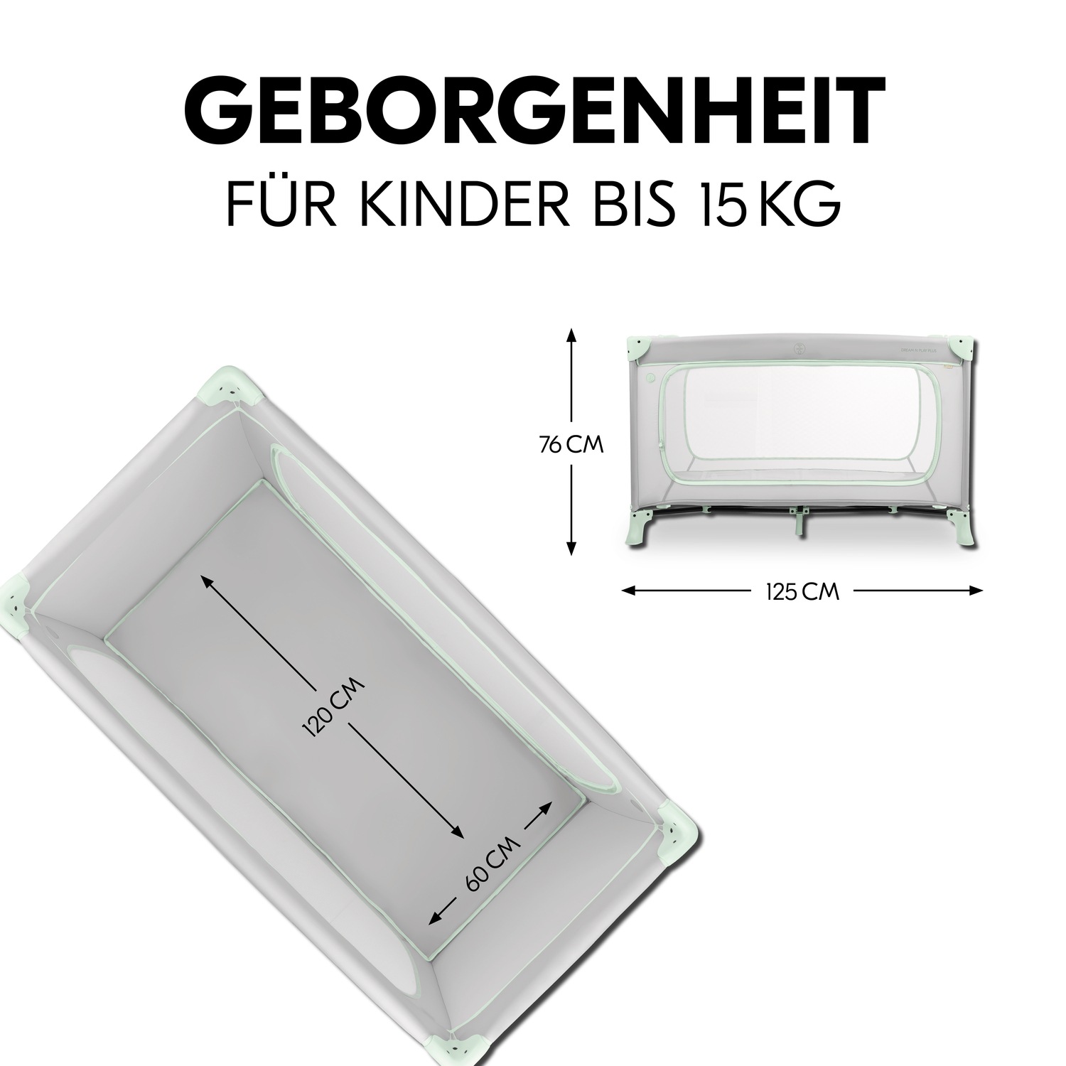 Hauck Baby-Reisebett »Dream N Play Plus, Dusty Mint«, Vorderausstieg