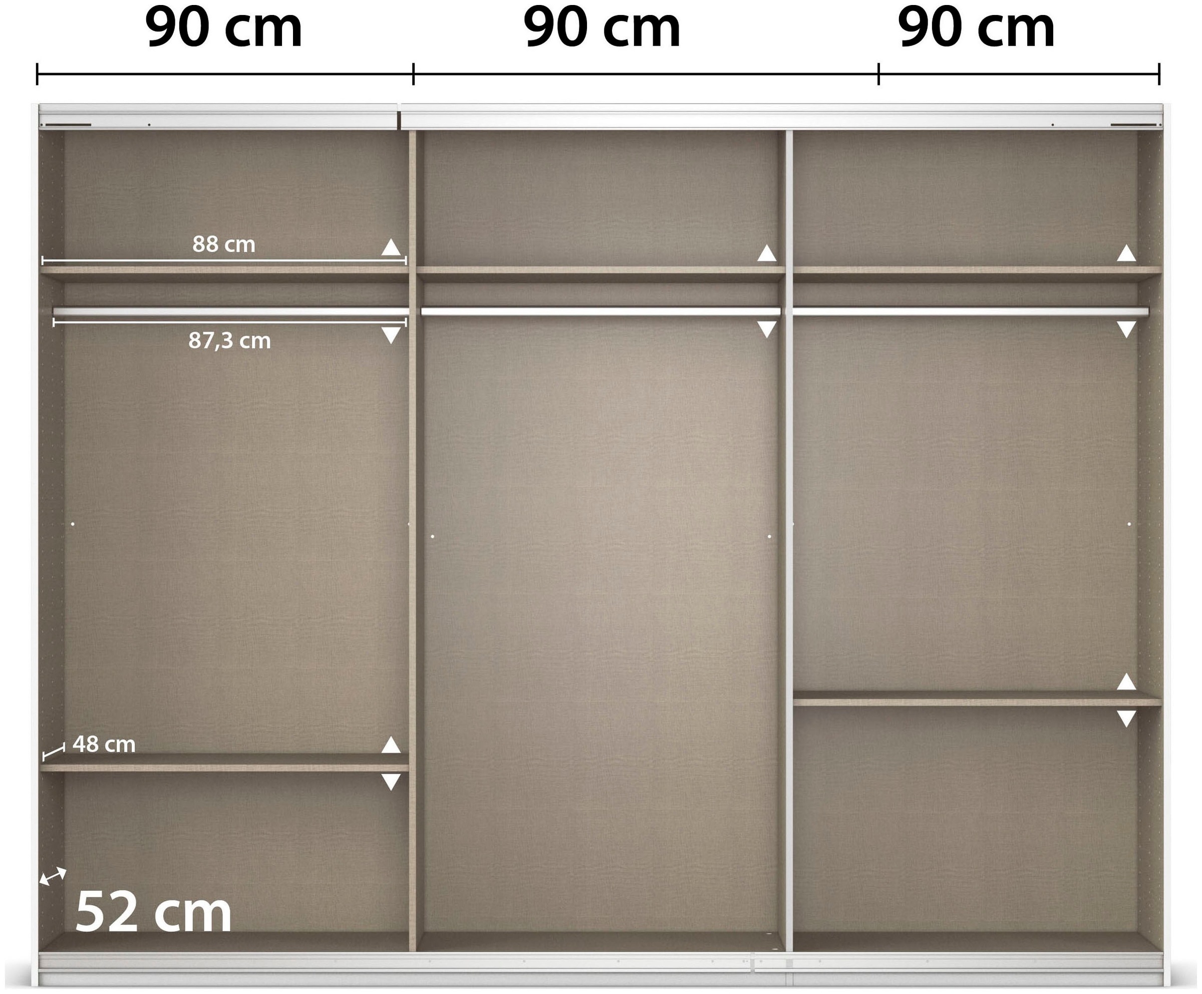 rauch Schwebetürenschrank »Kleiderschrank Schrank Garderobe AGORDO«, (in zwei Griff-Farben), Top Innenausstattung, in 4 Breiten und 2 Höhen MADE IN GERMANY