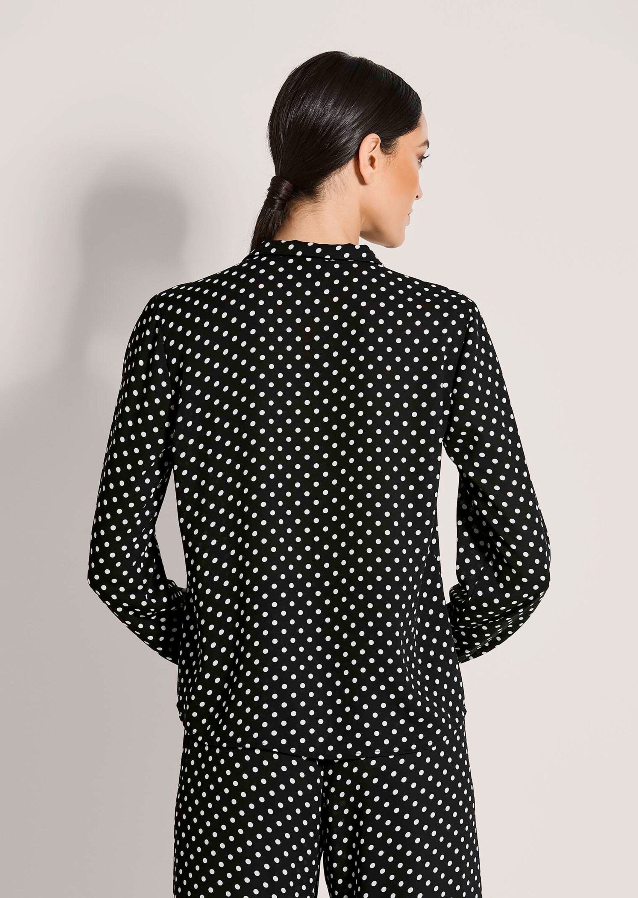 MADELEINE Langarmbluse »Hemdbluse Blusenshirt mit Tupfen-Design« Durchgehende Knopfleiste