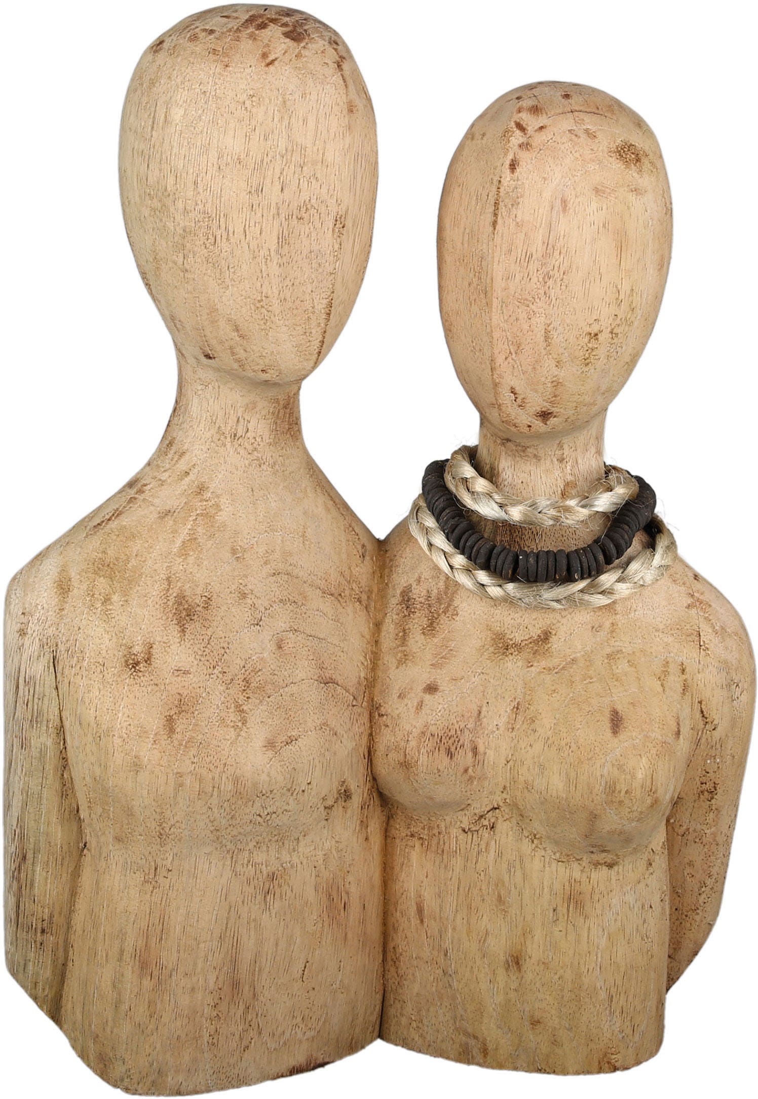 Dekofigur »Skulptur Pair, natur«, Dekoobjekt, aus Holz, Höhe 37 cm, Wohnzimmer