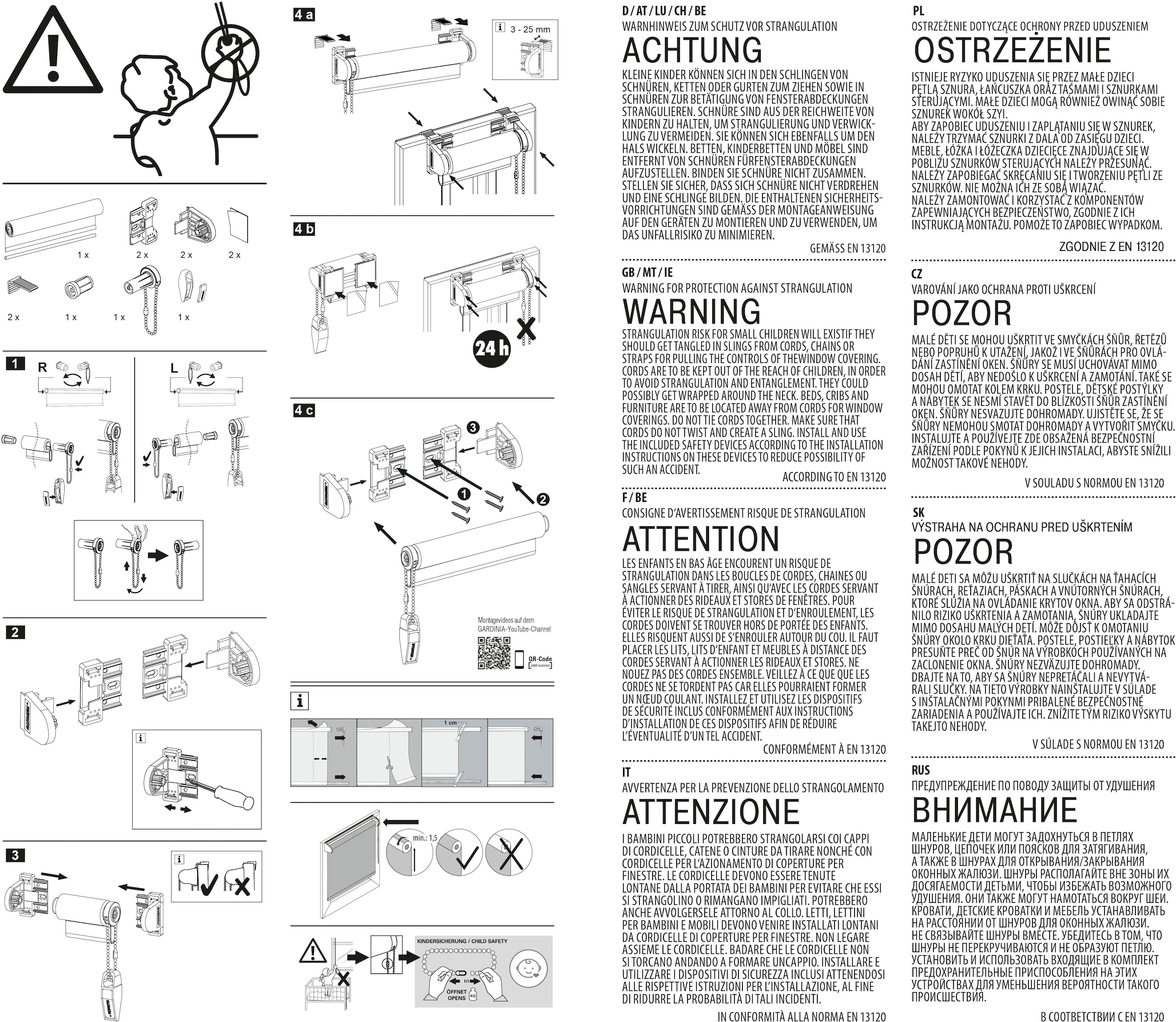 Gardinia Exklusiv Seitenzugrollo »weiß«, verdunkelnd, Sichtschutz-Verdunkelung, ohne Bohren, freihängend, Klemmträger mit Feststellschraube, Global Recycling Standard