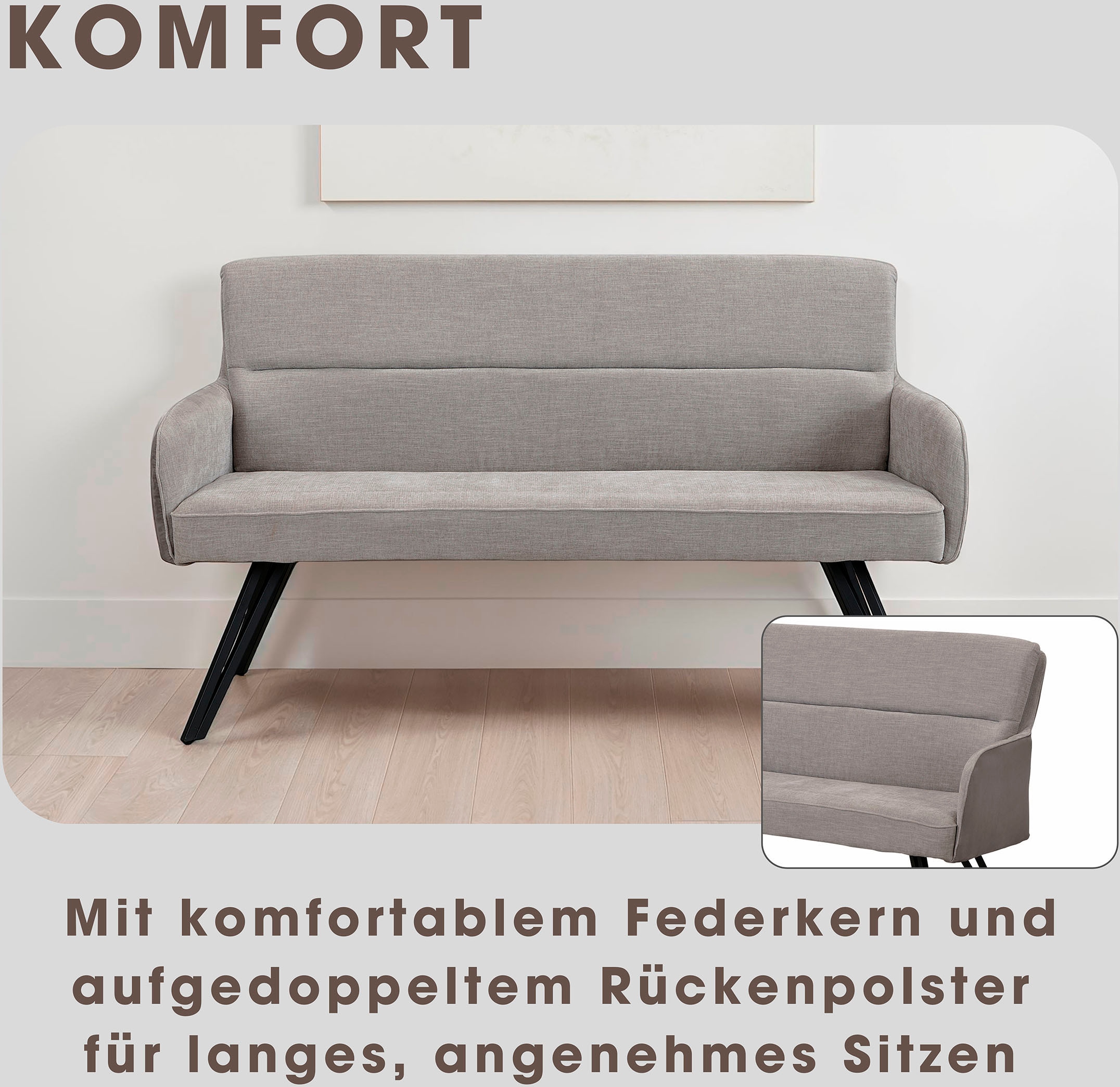 byLIVING Sitzbank »Tino« 1 Stk. tlg. mit Federkernpolsterung in 140 oder 160cm, hochwertige Polsterbezüge