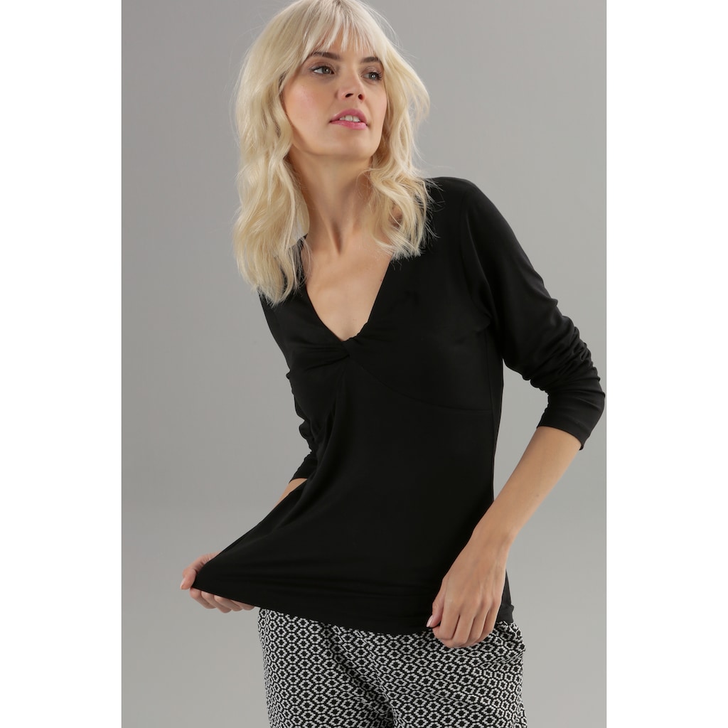 Aniston SELECTED Longsleeve, Basic mit Knotendetail