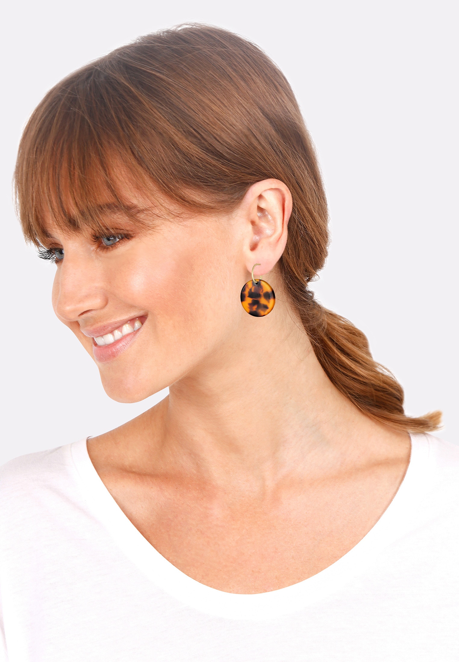 Elli Paar Ohrhänger »Ohrringe Hänger Creole Geo Plättchen Leo Look 925 Silber«