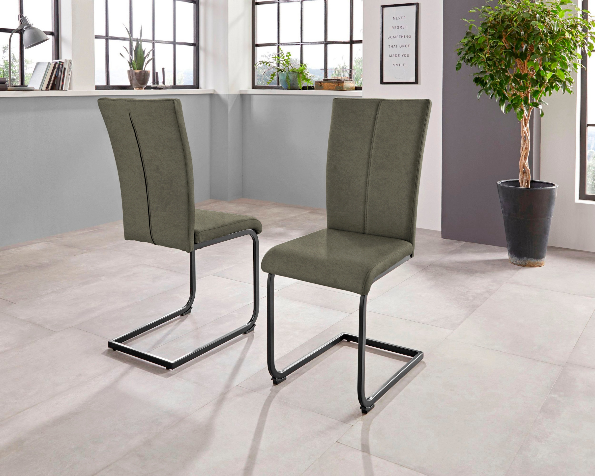 Home affaire Freischwinger »Oliver«, (Set), 2 St., Microfaser, Stuhl belastbar bis 120 Kg