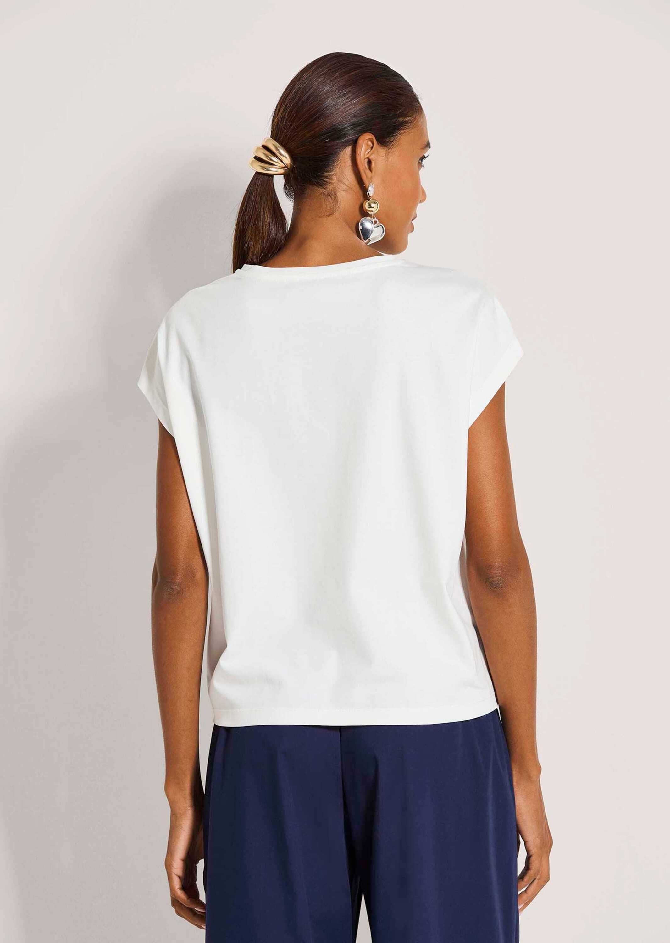 MADELEINE Kurzarmshirt »Shirt Shirt mit Lochstickerei, Kurzarm, Rundhals« Geknoteter Saum