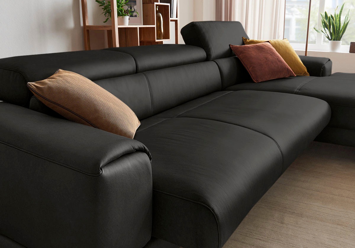 W.SCHILLIG Ecksofa »piedroo, Designsofa mit tollem Sitzkomfort, bequem und elegant, L-Form«, Kopfteilverstellung, wahlweise mit Sitztiefenverstellung, Breite 343cm