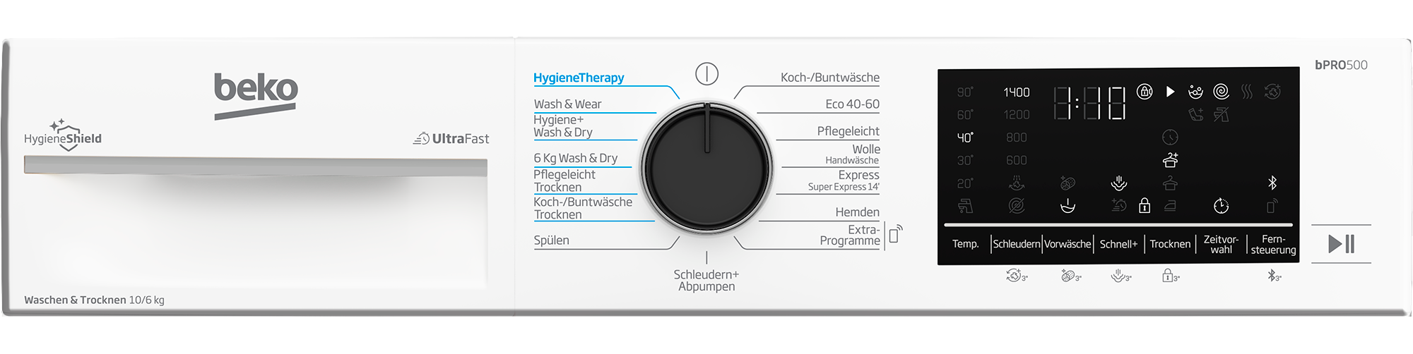 BEKO Waschtrockner »B3DFT510447W« 10 kg /6 kg 76 dB(A) Vollelektronik