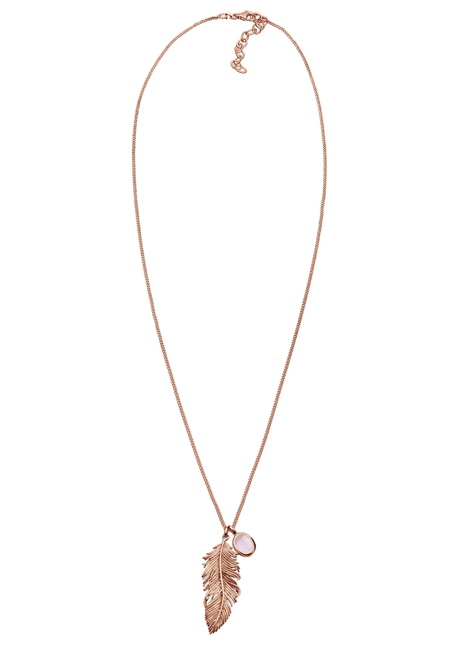 Elli Lange Kette »Halskette Feder Quarz Rose 925 Sterling Silber Rosegold«