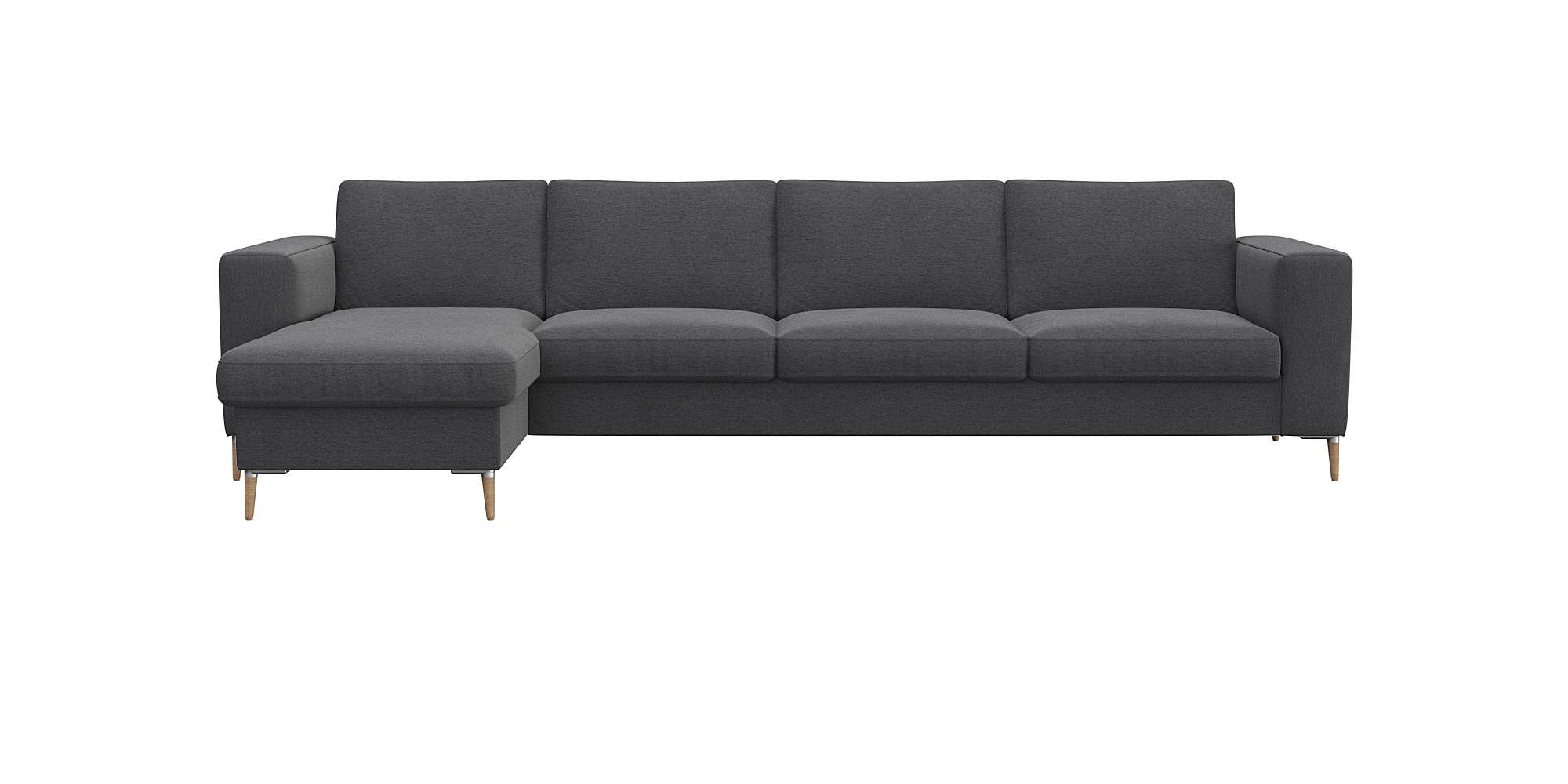 FLEXLUX Ecksofa »Fiore, super bequem durch hochwertigen Sitzaufbau mit Kaltschaum«, breite Armlehnen, Füße Alu+ Eiche, L-Form