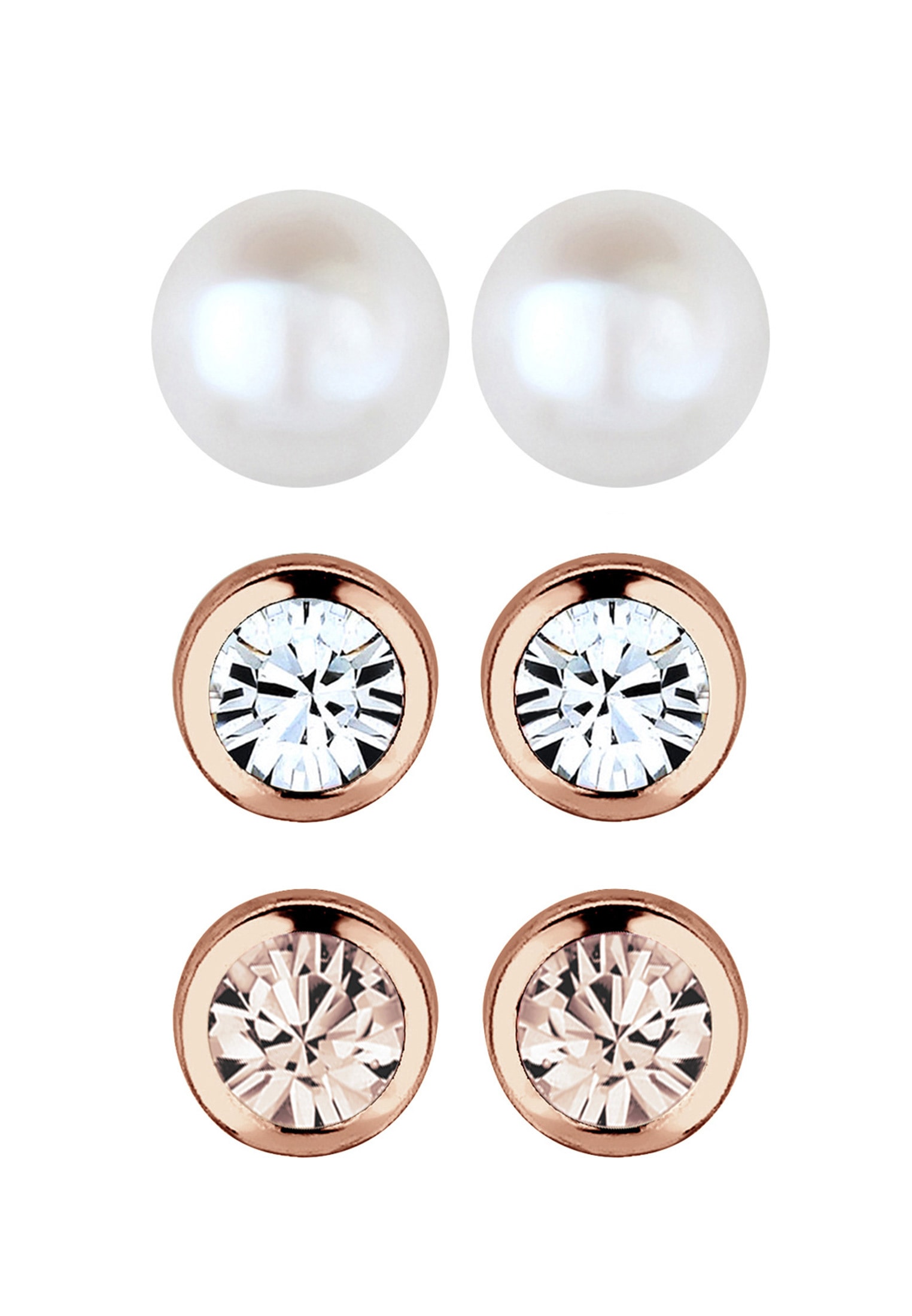 Elli Ohrstecker-Set »Ohrringe Kugel Perle Set Kristalle 925 Silber«