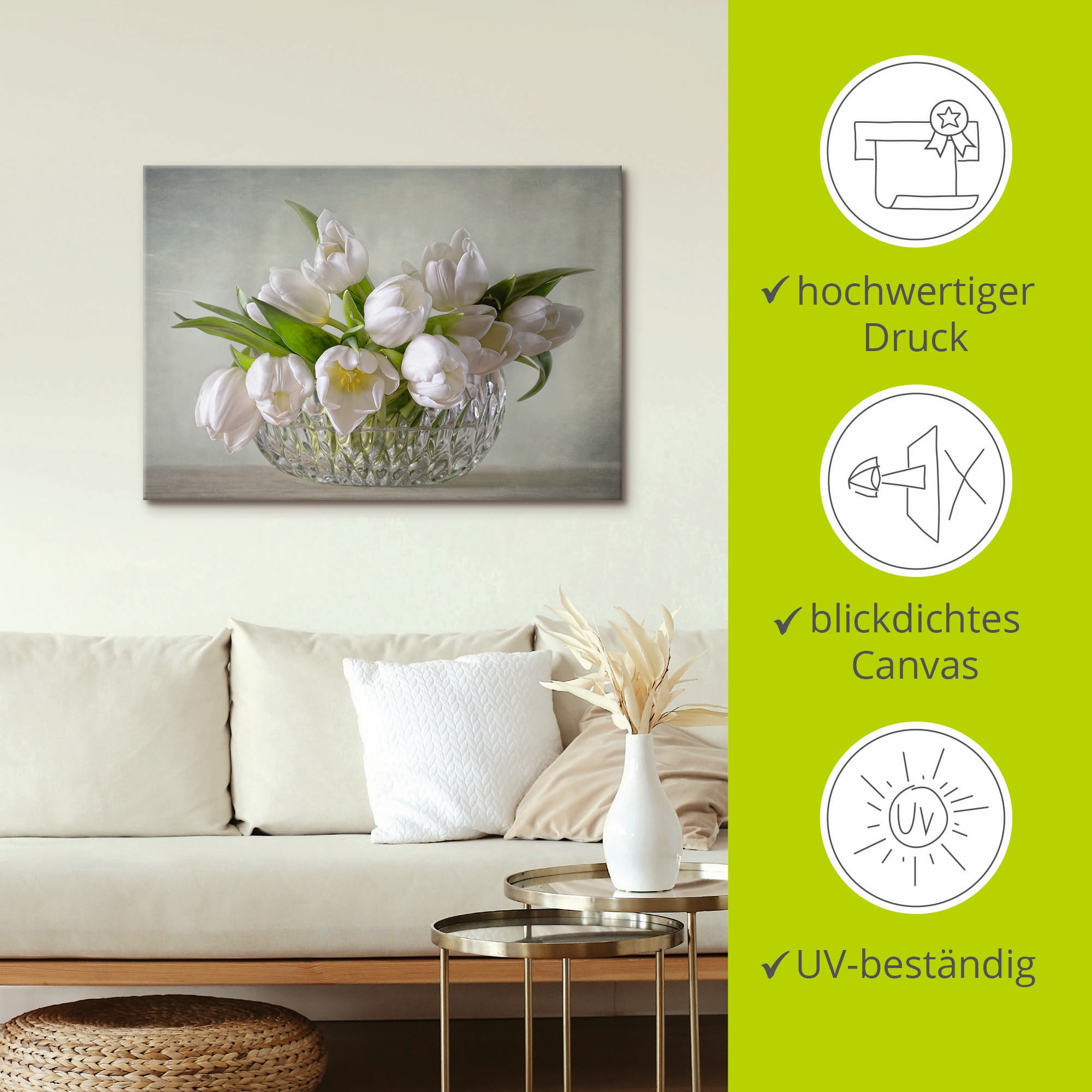 Artland Wandbild »Weiße Tulpen«, Blumen, (1 St.), als Leinwandbild, Poster, Wandaufkleber in verschied. Größen
