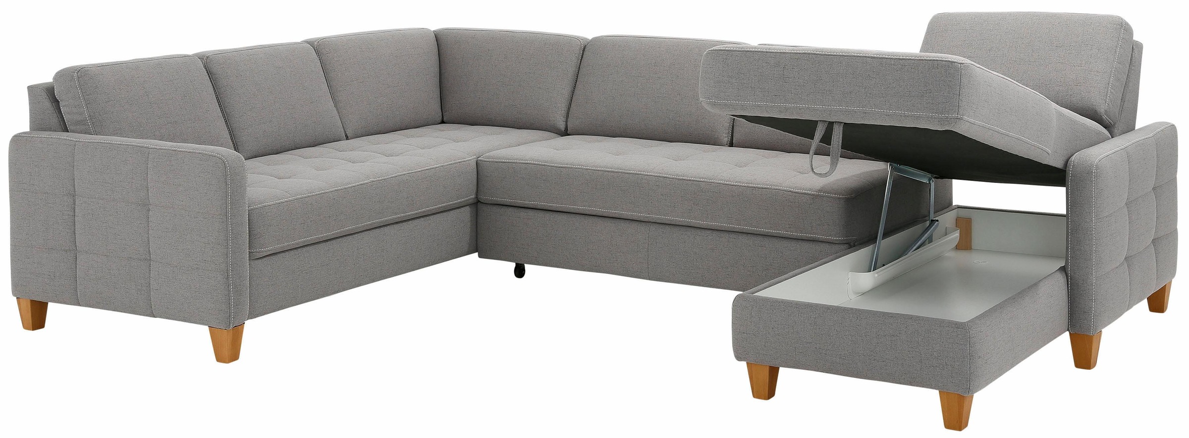 Home affaire Wohnlandschaft »Earl U-Form«, wahlweise auch mit Bettfunktion oder Bettfunktion mit Bettkasten