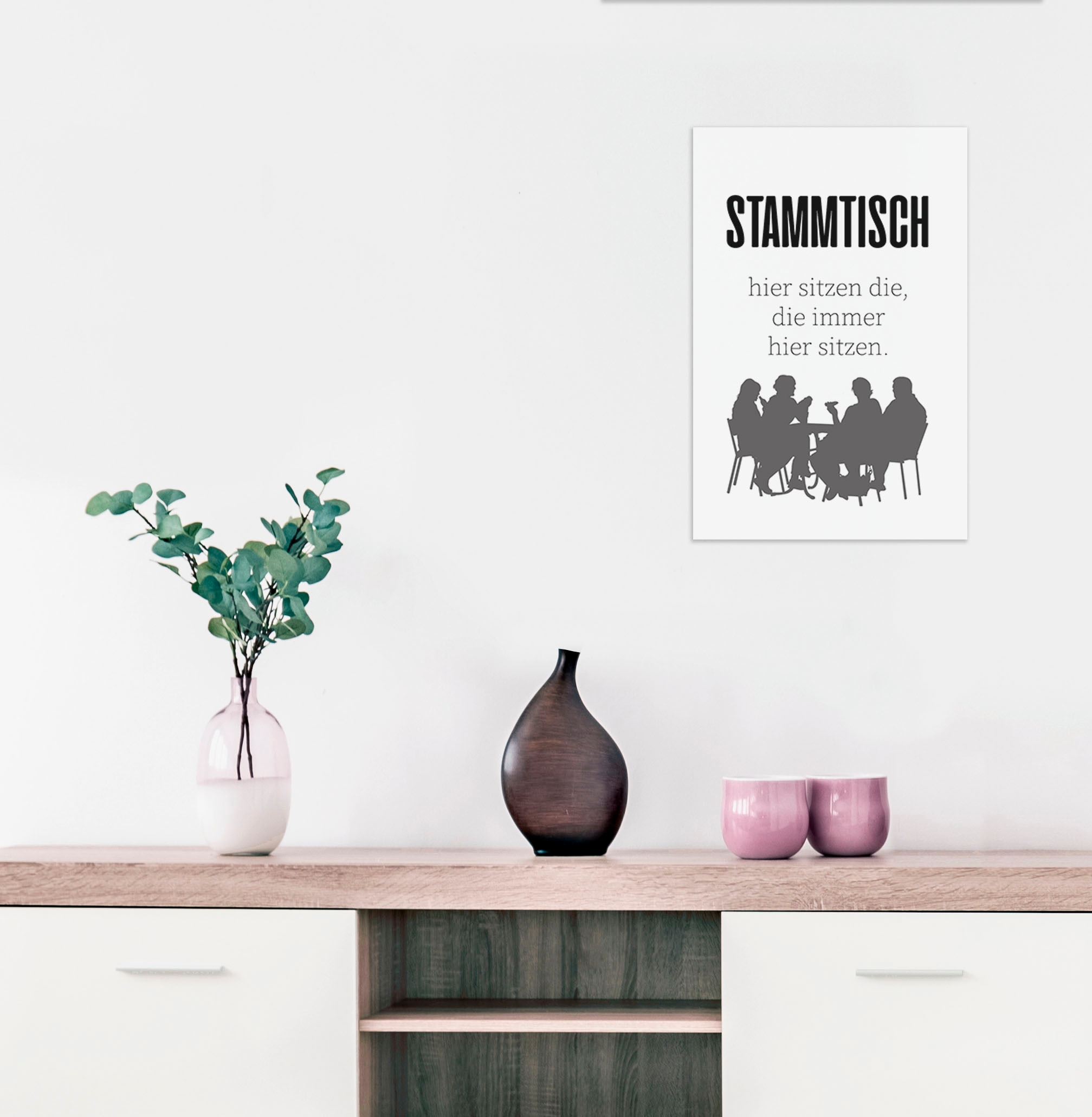 queence Wanddekoobjekt »STAMMTISCH«, Stahlschild, Blechschild, Spruch, Witzig, Wanddeko, retro, 20x30cm